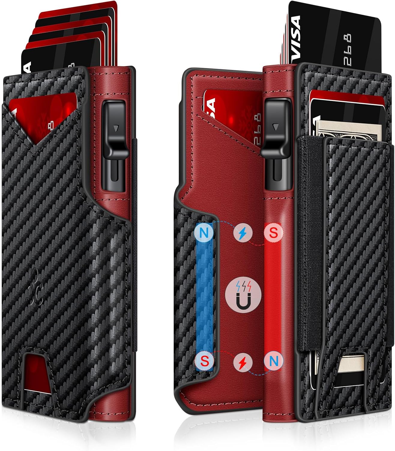 Slim RFID Wallet for Men with Pop-Up Card Holder & Money Clip