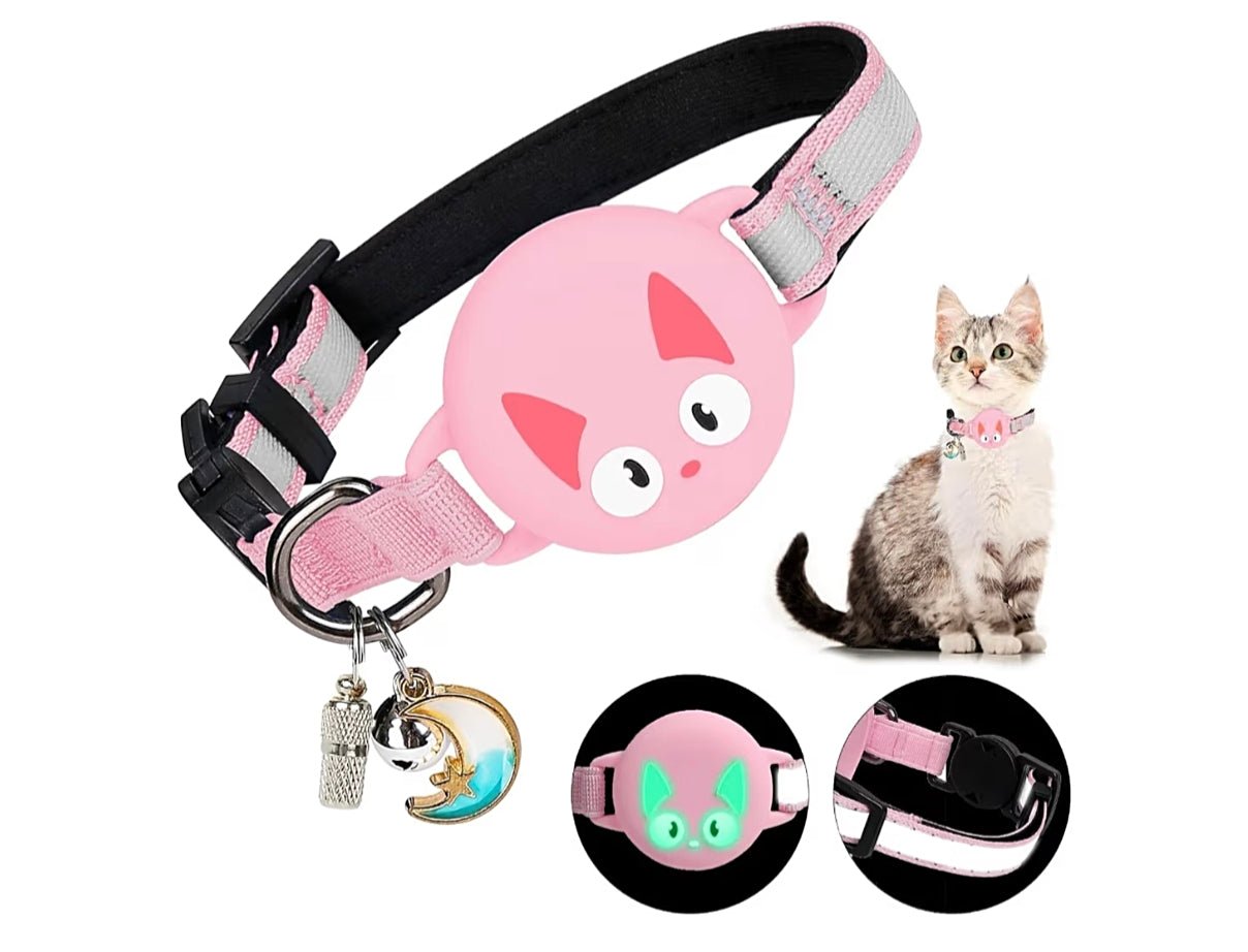 Cat Collar with Airtag Holder Reflective Adjustable Band