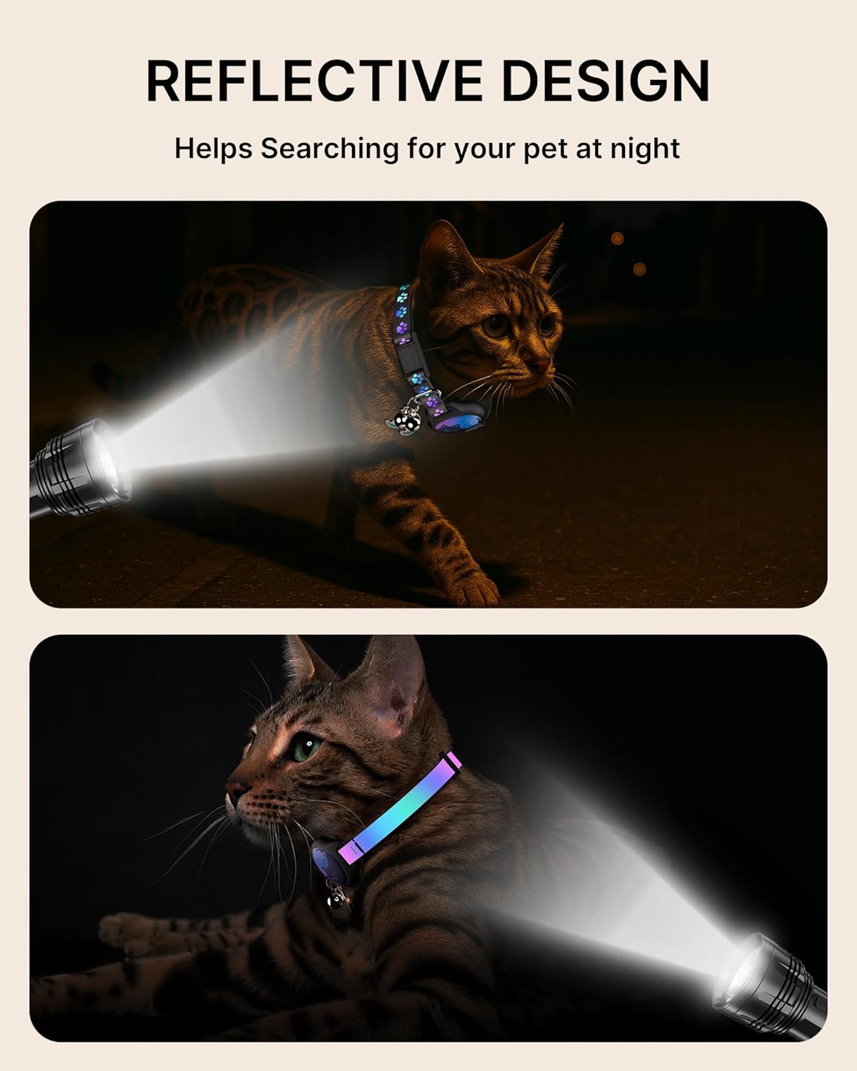 Cat Collar with AirTag Holder Waterproof Breakaway Reflective 2 Pack