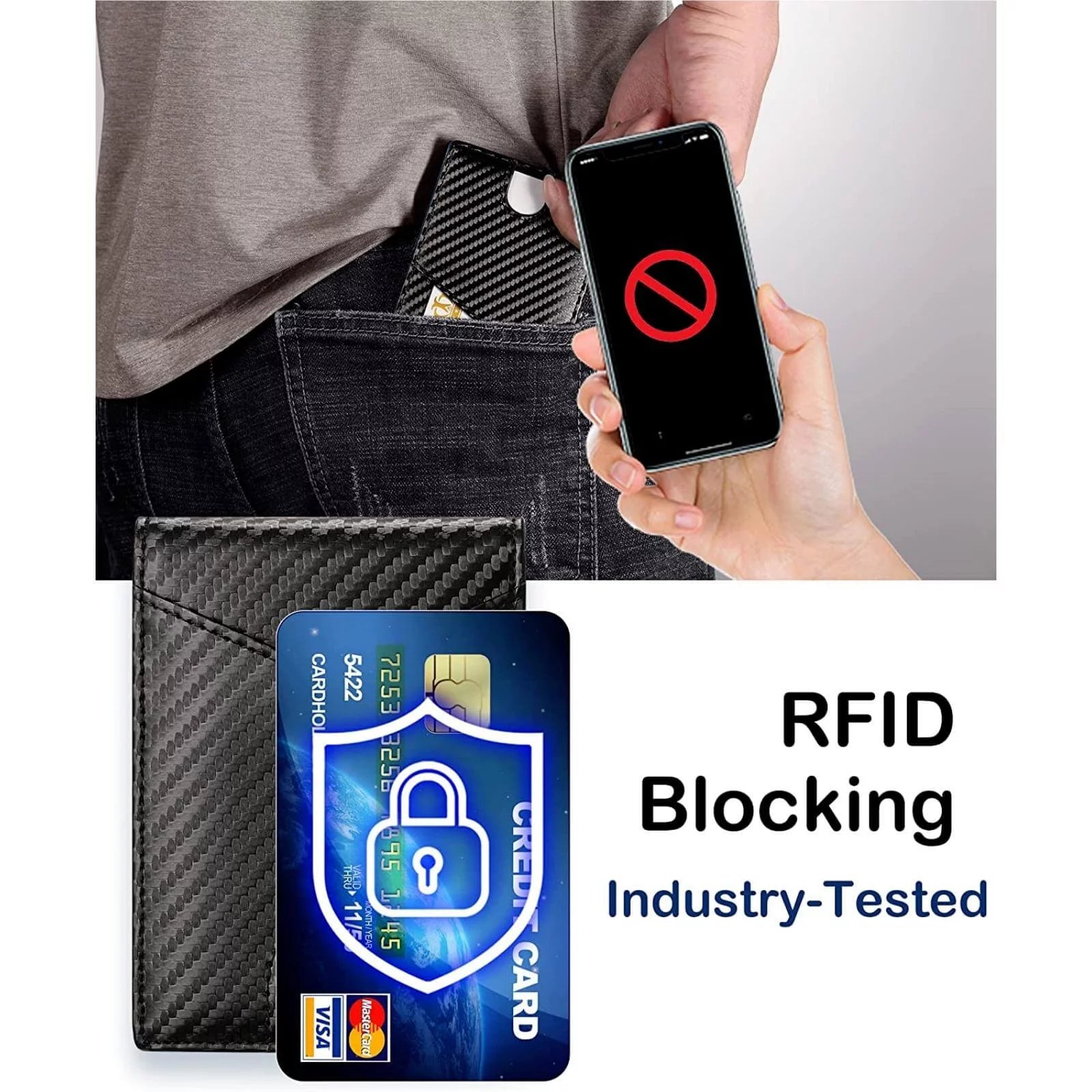 Compatible with Apple Airtag, Minimalist Bifold Leather Wallets with 12 Credit Card Holder & Money Clip, RFID Blocking for Gift Box, Black - Abbycart