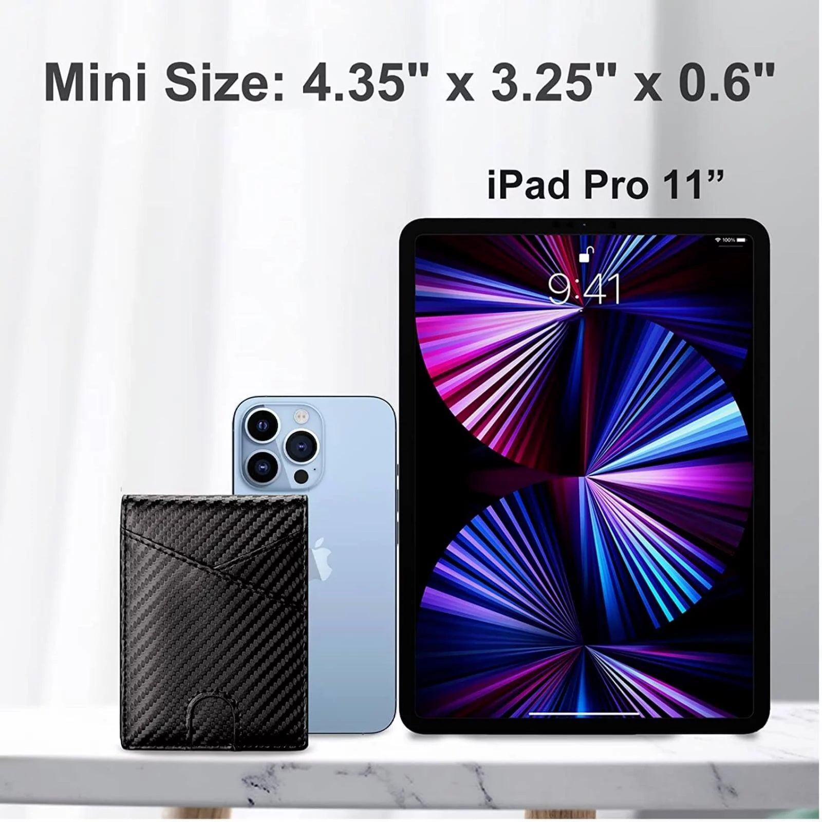 Compatible with Apple Airtag, Minimalist Bifold Leather Wallets with 12 Credit Card Holder & Money Clip, RFID Blocking for Gift Box, Black - Abbycart