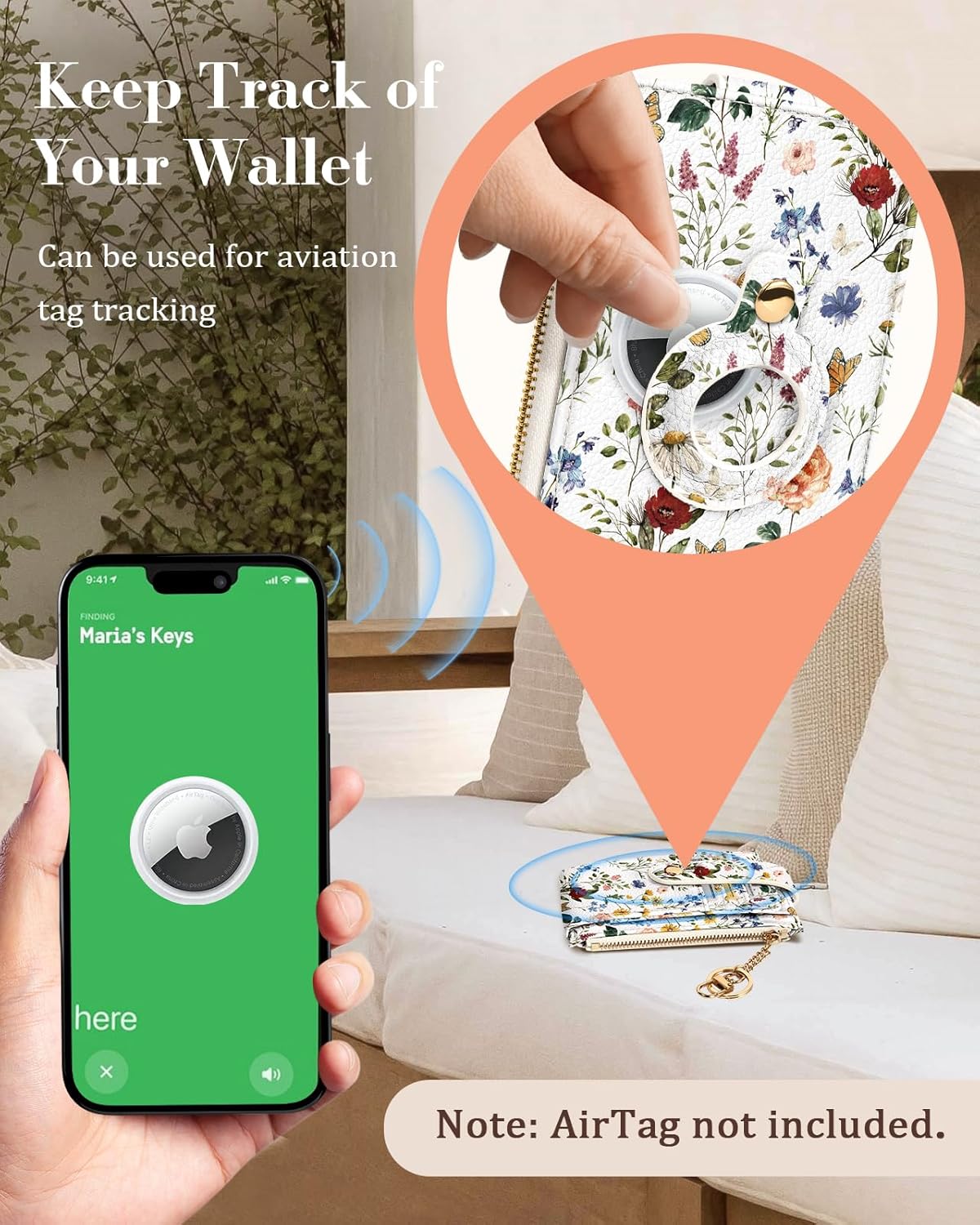 Cute AirTag Wallet for Women – RFID Blocking, Floral Leather, Compact & Stylish - Abbycart