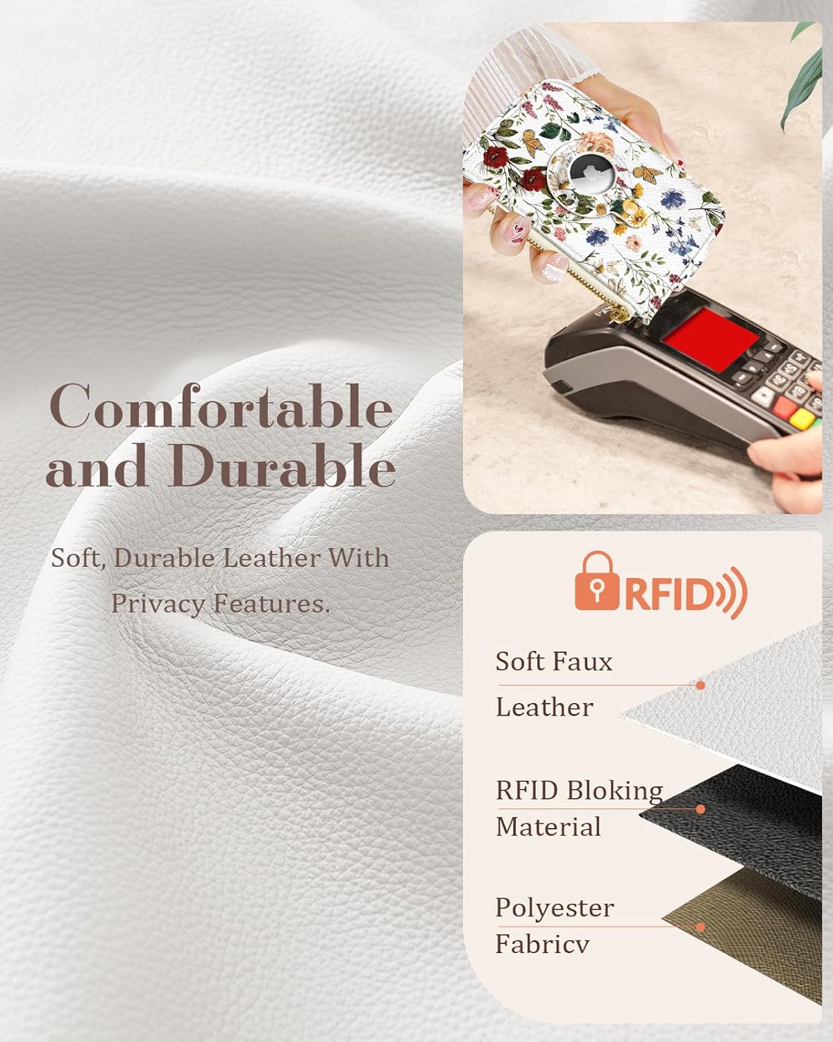 Cute AirTag Wallet for Women – RFID Blocking, Floral Leather, Compact & Stylish - Abbycart