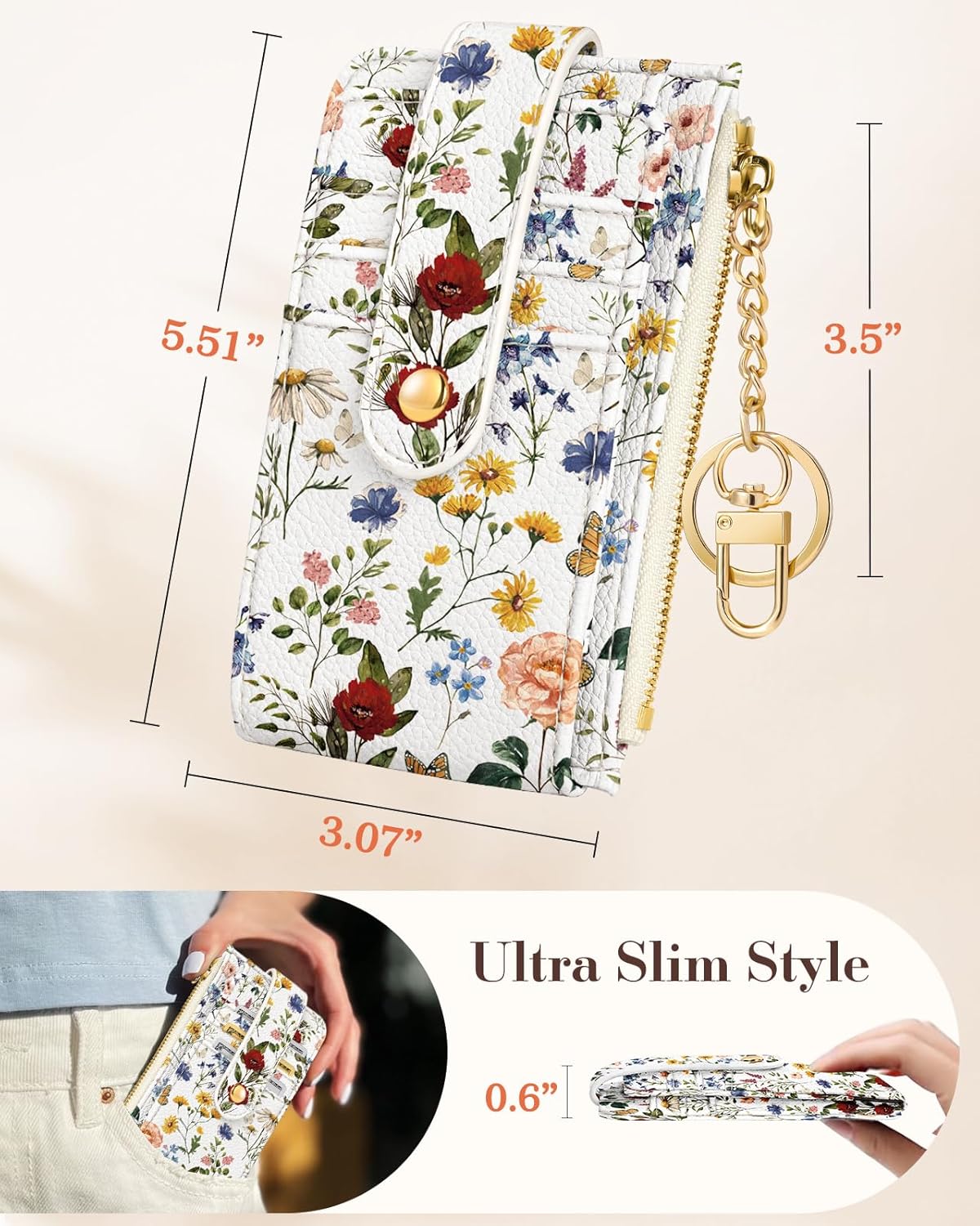 Cute AirTag Wallet for Women – RFID Blocking, Floral Leather, Compact & Stylish - Abbycart