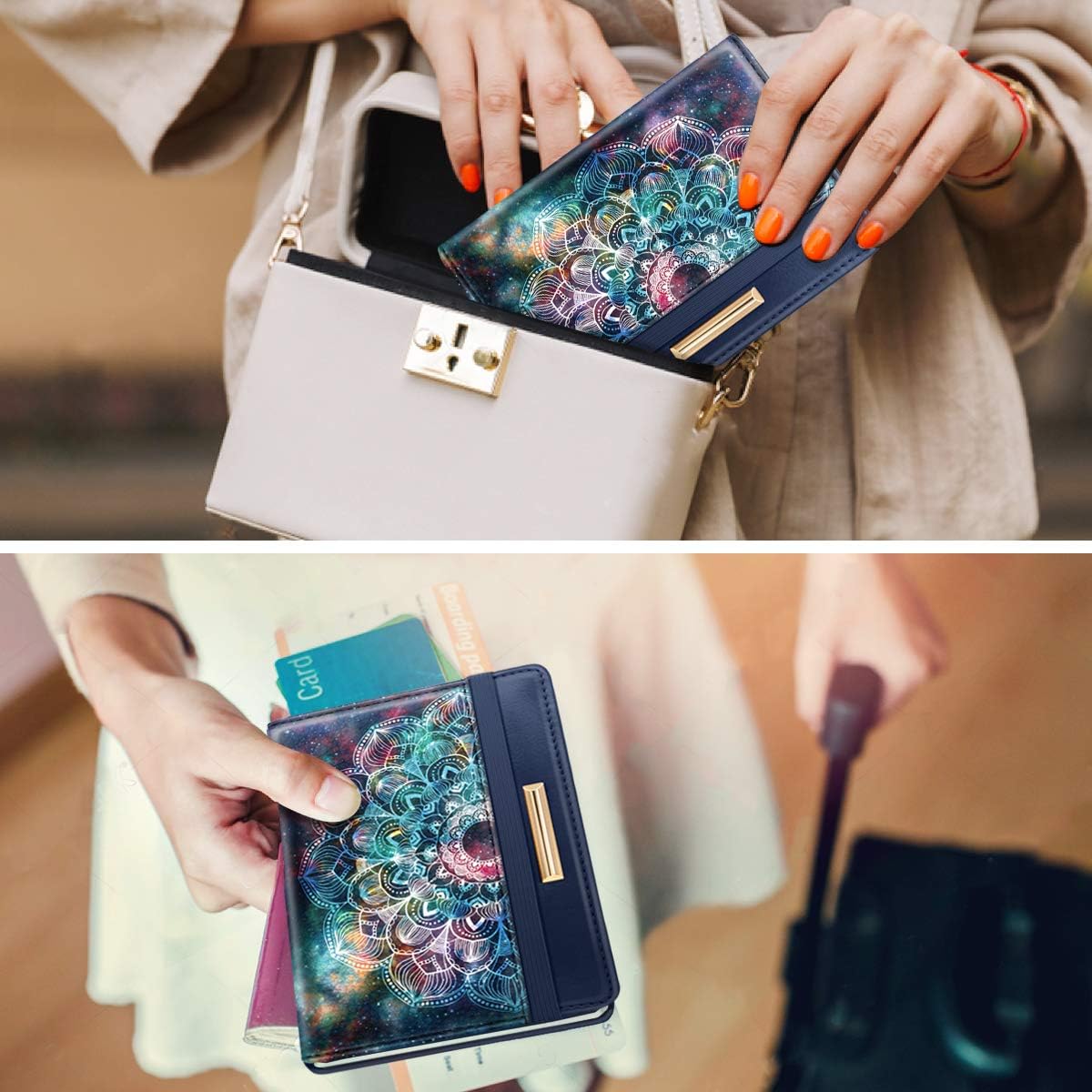 Cute design passport holder for women with RFID protection.