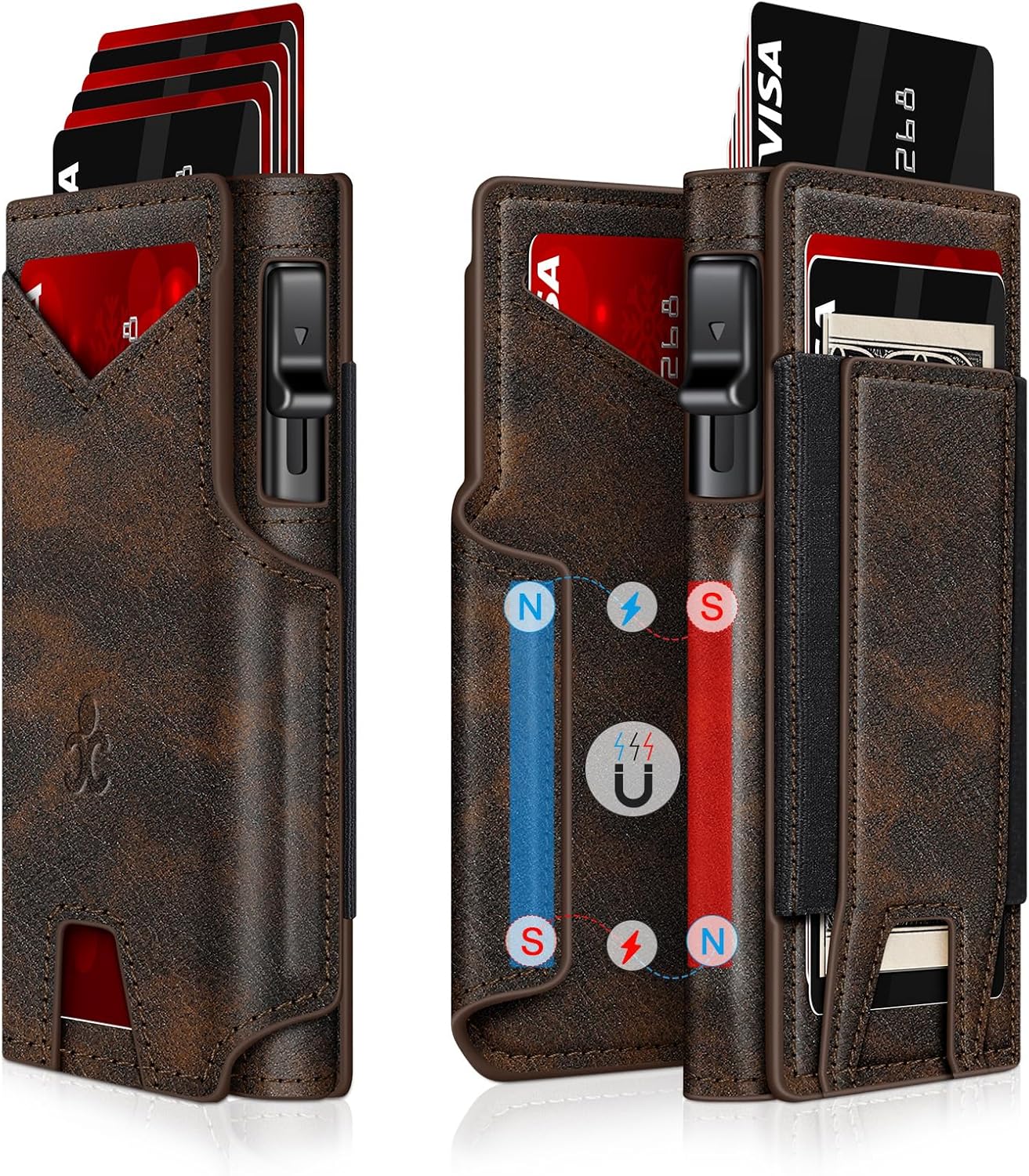 Slim RFID Wallet for Men with Pop-Up Card Holder & Money Clip