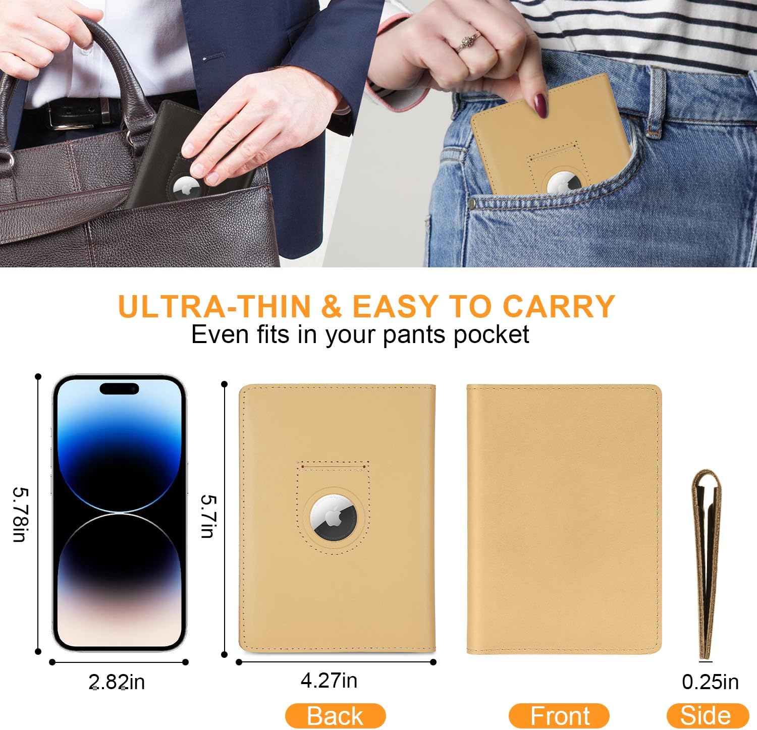 Eco - Friendly Leather Passport Holder with AirTag Slot – RFID Blocking Travel Wallet for Secure and Stylish Journeys - Abbycart