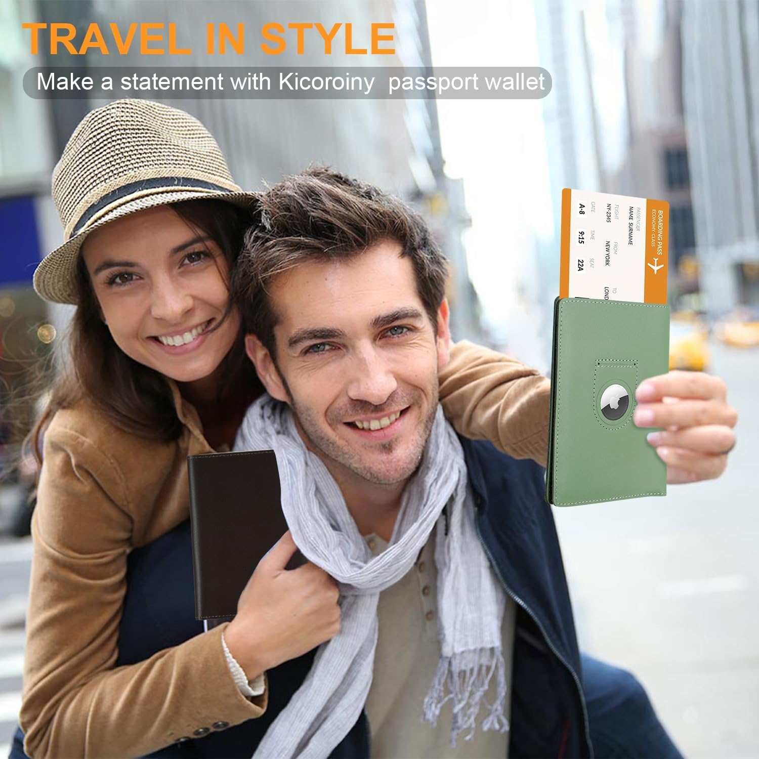 Eco - Friendly Leather Passport Holder with AirTag Slot – RFID Blocking Travel Wallet for Secure and Stylish Journeys - Abbycart