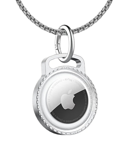 Elegant Titanium AirTag Necklace – Adjustable Chain with Rhinestone Accents for Style & Security