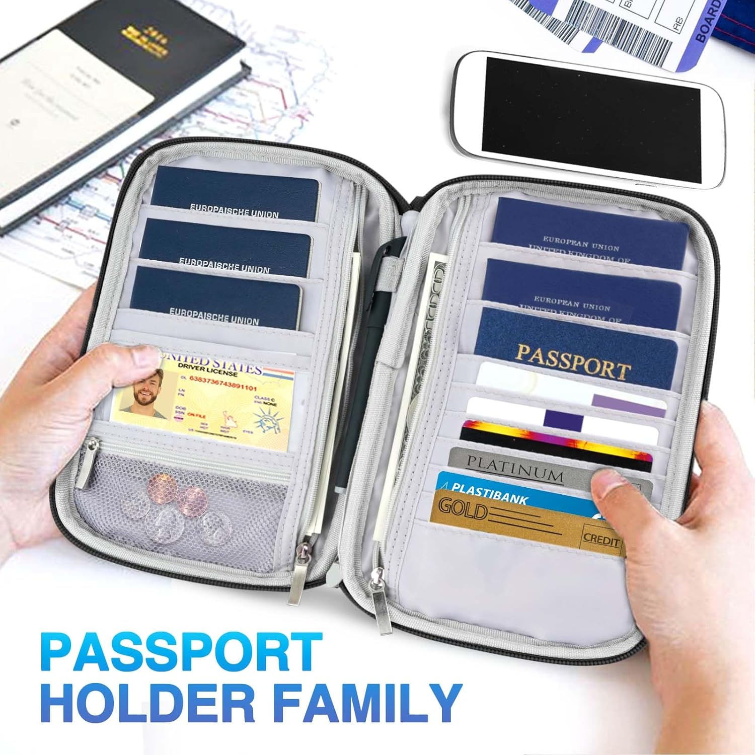 Family RFID Passport Holder Waterproof Travel Document Organizer