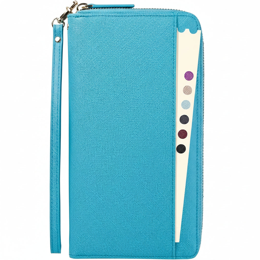RFID-Blocking Travel Document Organizer with AirTag Holder – Secure Passport Wallet for Family Trips