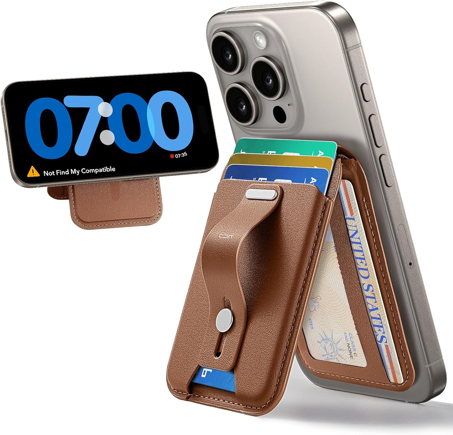 Find My MagSafe Wallet with Stand, RFID Blocking, 5-Card Leather