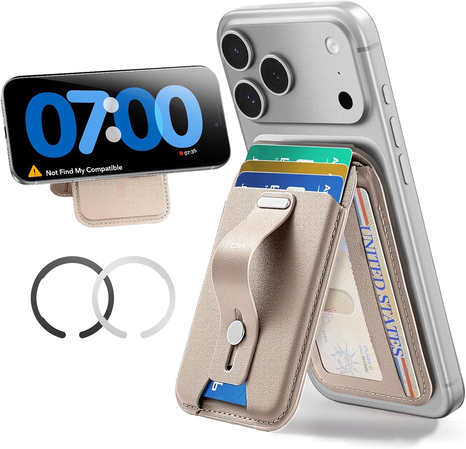 Find My MagSafe Wallet with Stand, RFID Blocking, 5-Card Leather