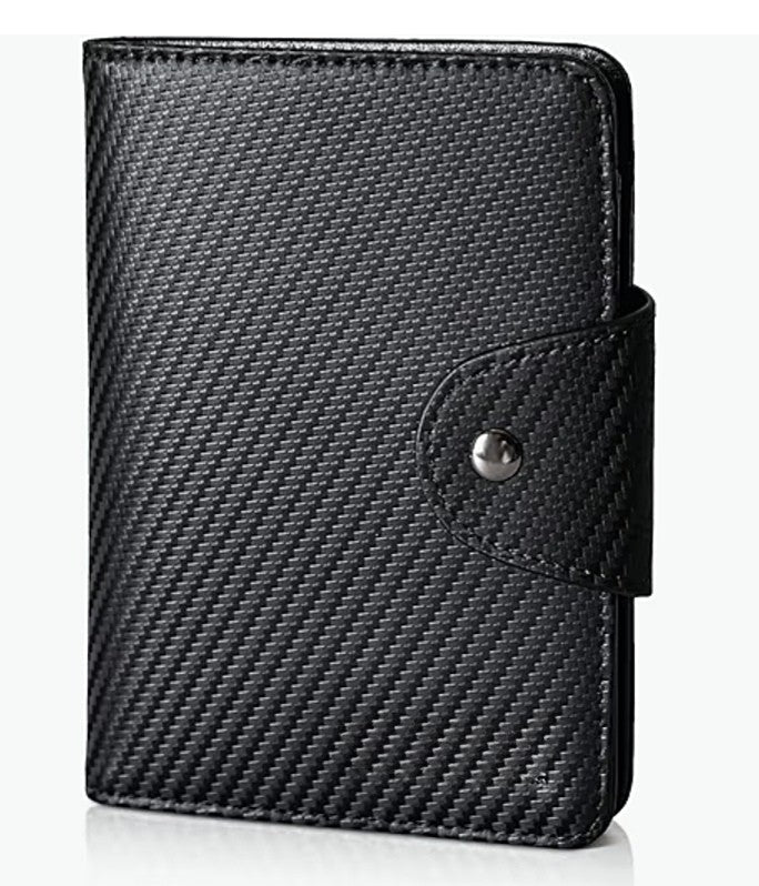 Full Grain Leather RFID Travel Wallet with AirTag Holder | Slim Bifold Passport Wallet for Men