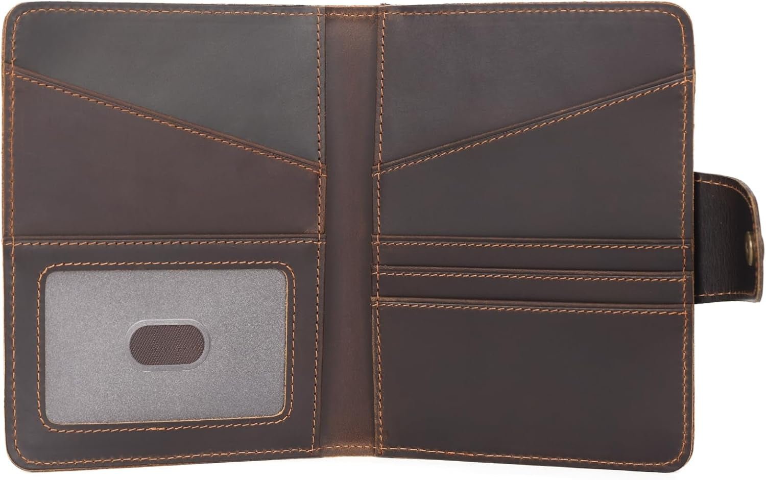 Full Grain Leather RFID Travel Wallet with AirTag Holder | Slim Bifold Passport Wallet for Men - Abbycart