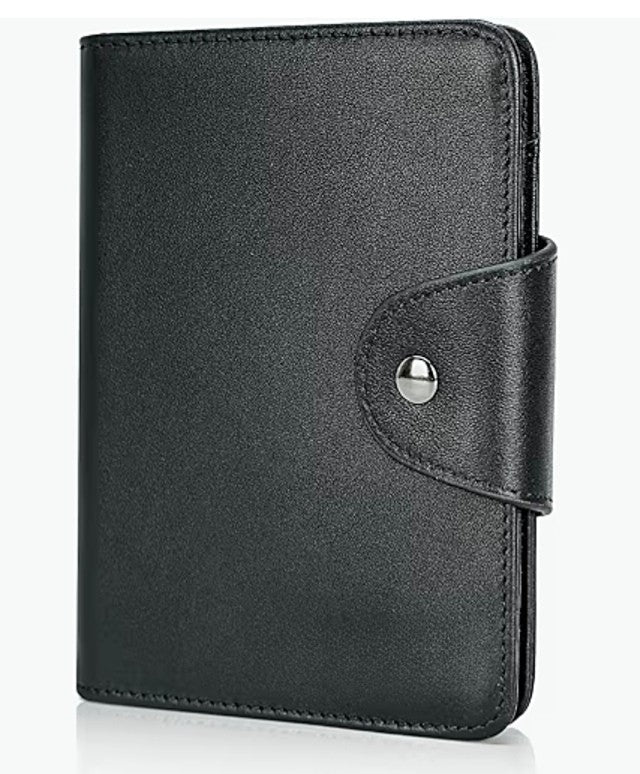 Full Grain Leather RFID Travel Wallet with AirTag Holder | Slim Bifold Passport Wallet for Men