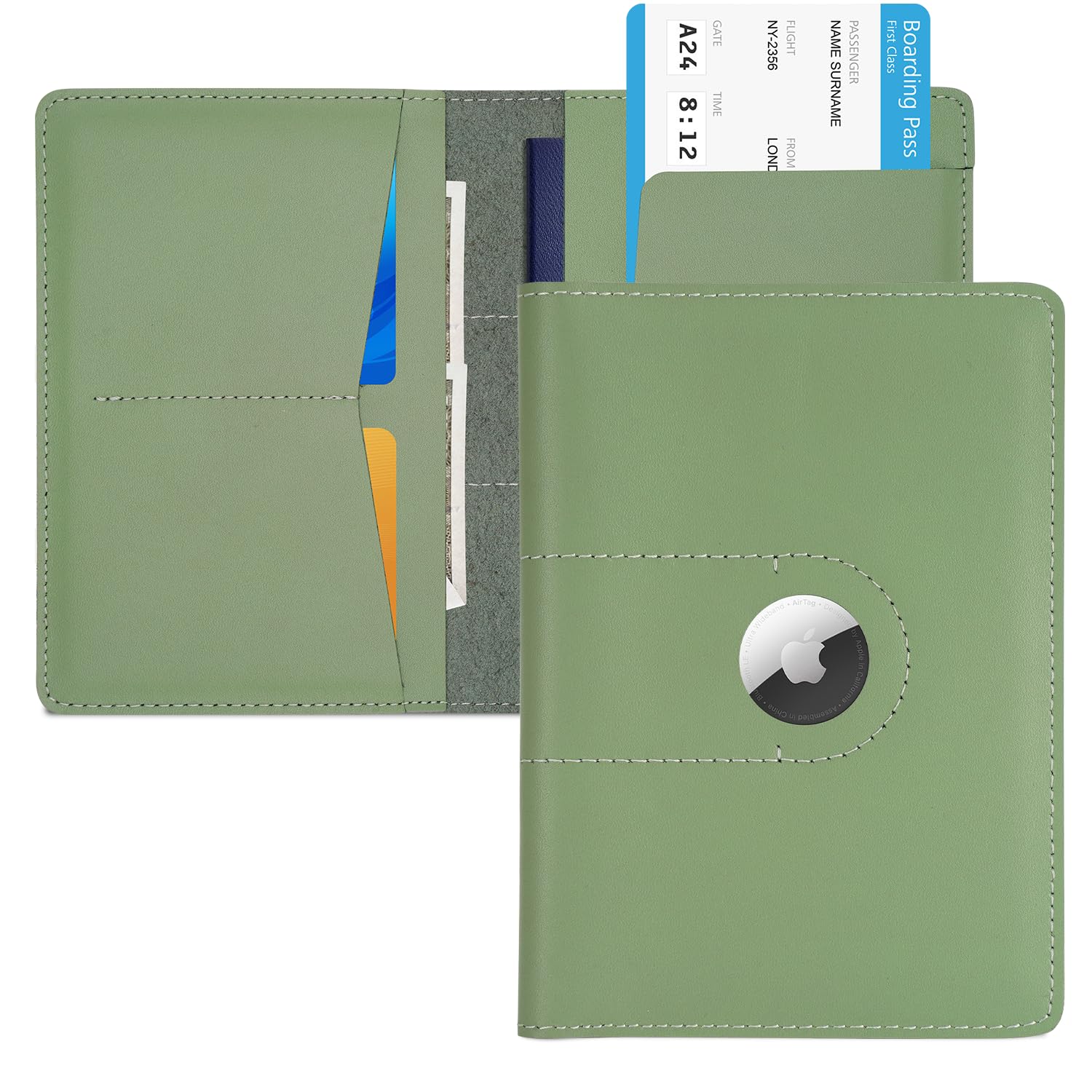 Genuine Leather AirTag Passport Holder – RFID Travel Wallet - Abbycart