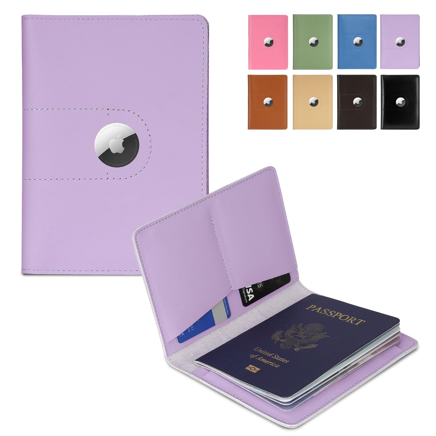 Genuine Leather AirTag Passport Holder – RFID Travel Wallet - Abbycart