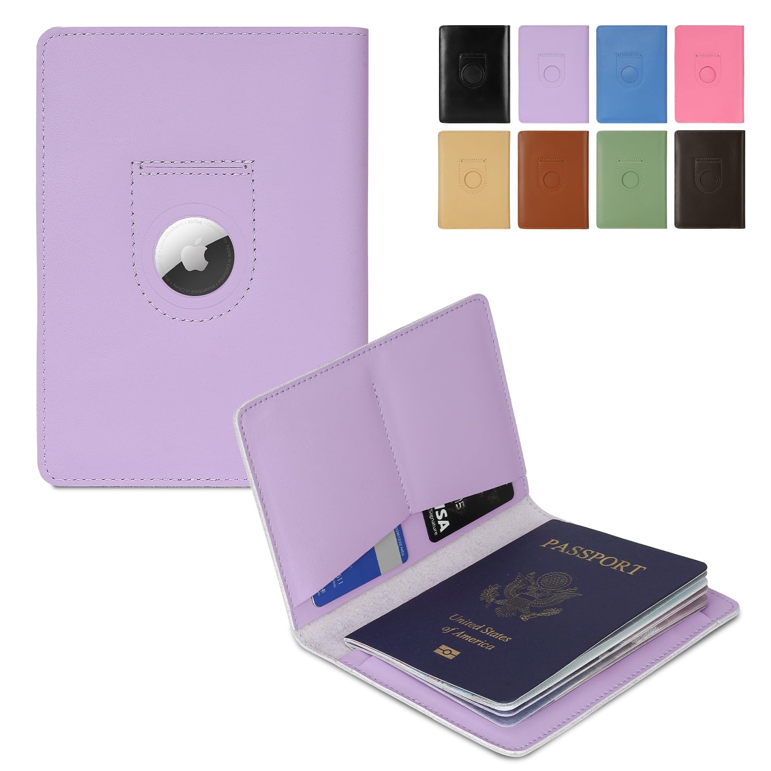 Genuine Leather AirTag Passport Holder – RFID Travel Wallet - Abbycart