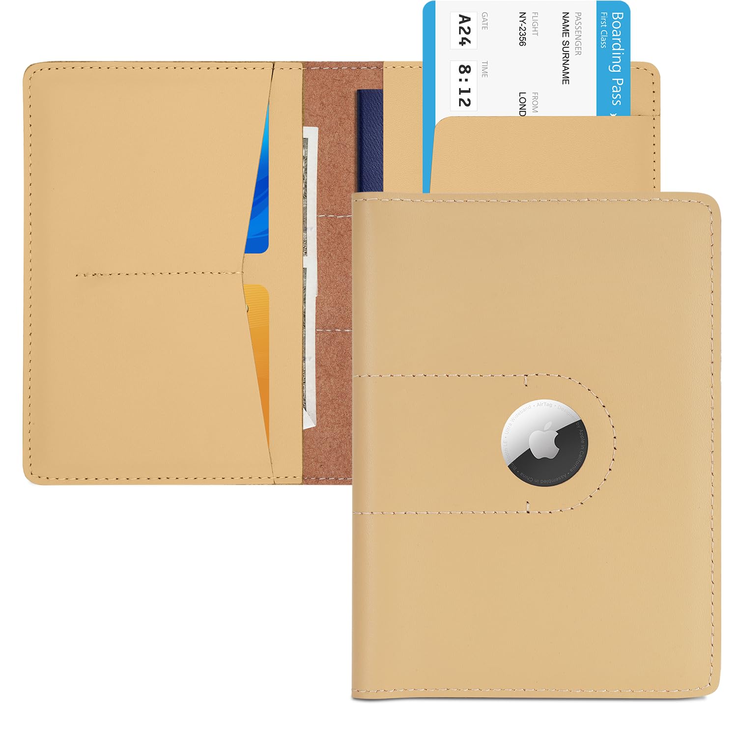Genuine Leather AirTag Passport Holder – RFID Travel Wallet - Abbycart