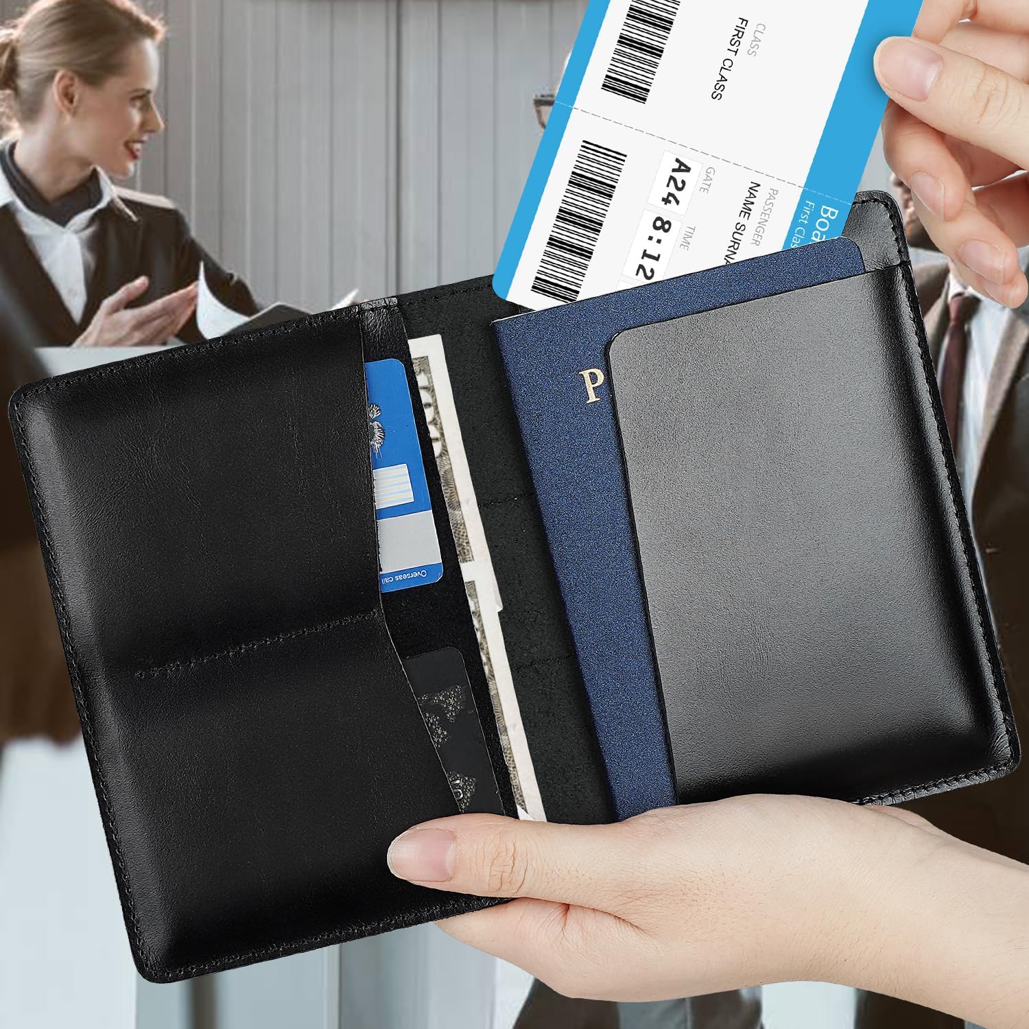 Genuine Leather AirTag Passport Holder – RFID Travel Wallet - Abbycart