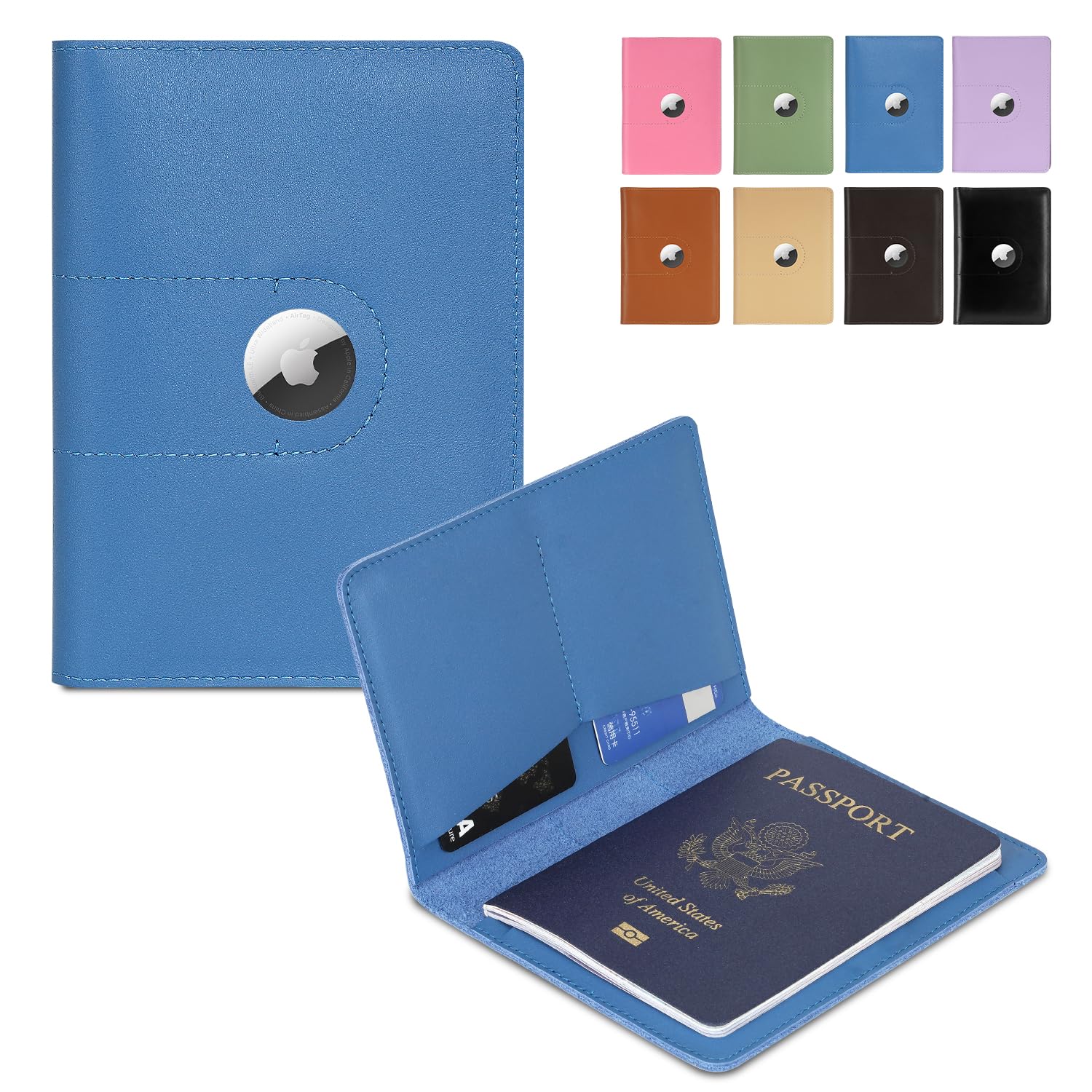 Genuine Leather AirTag Passport Holder – RFID Travel Wallet - Abbycart
