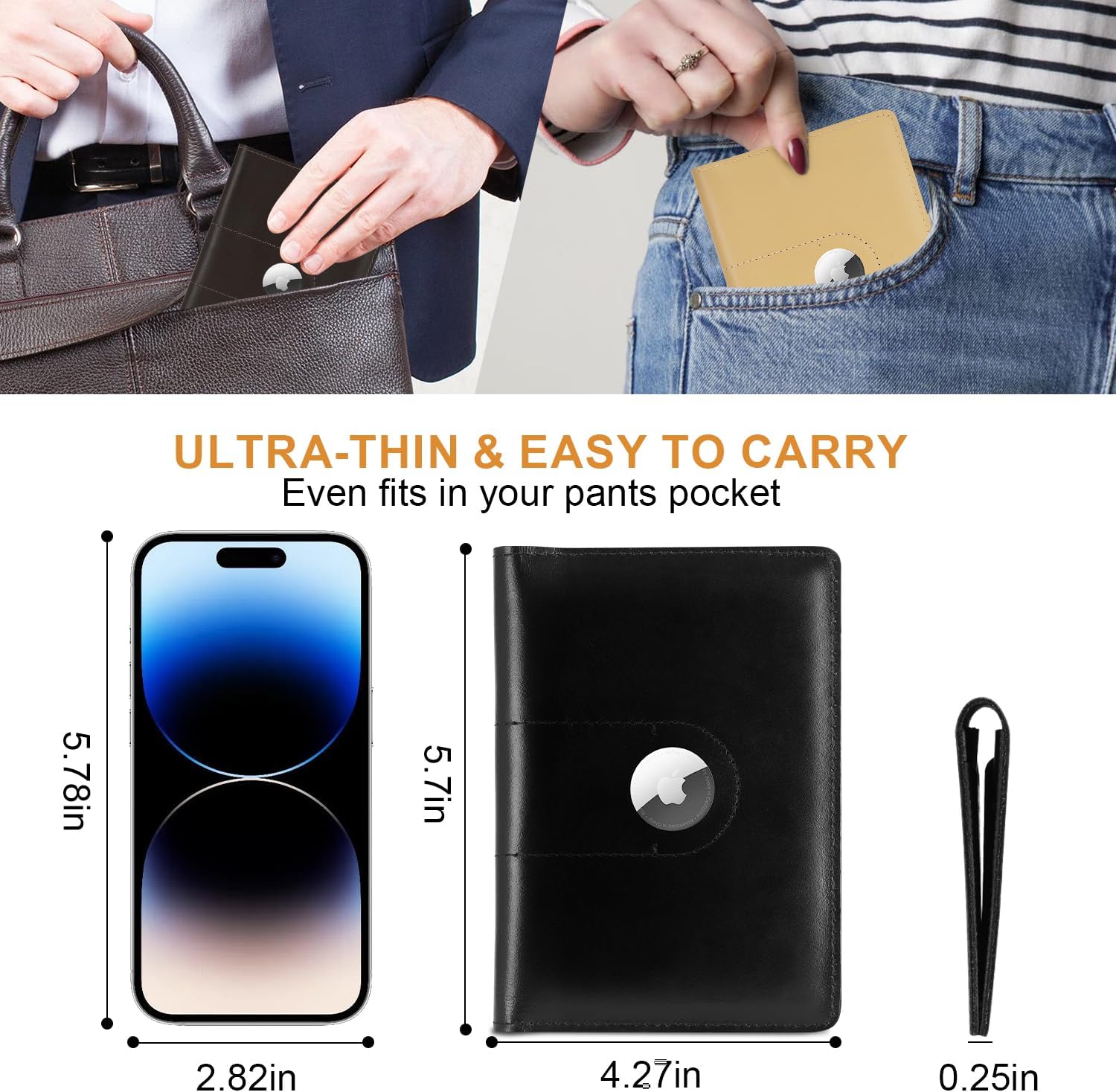 Genuine Leather AirTag Passport Holder – RFID Travel Wallet - Abbycart