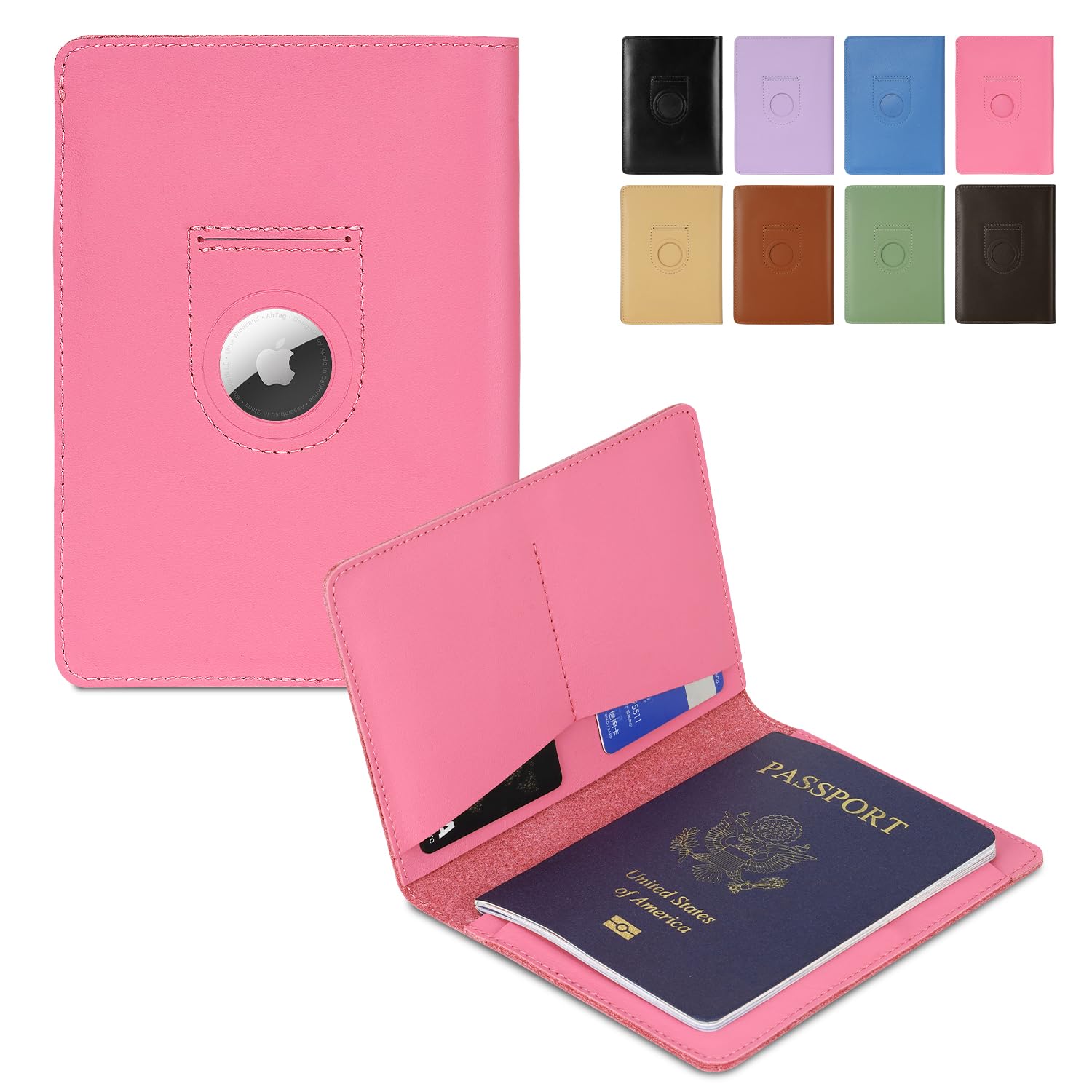 Genuine Leather AirTag Passport Holder – RFID Travel Wallet - Abbycart