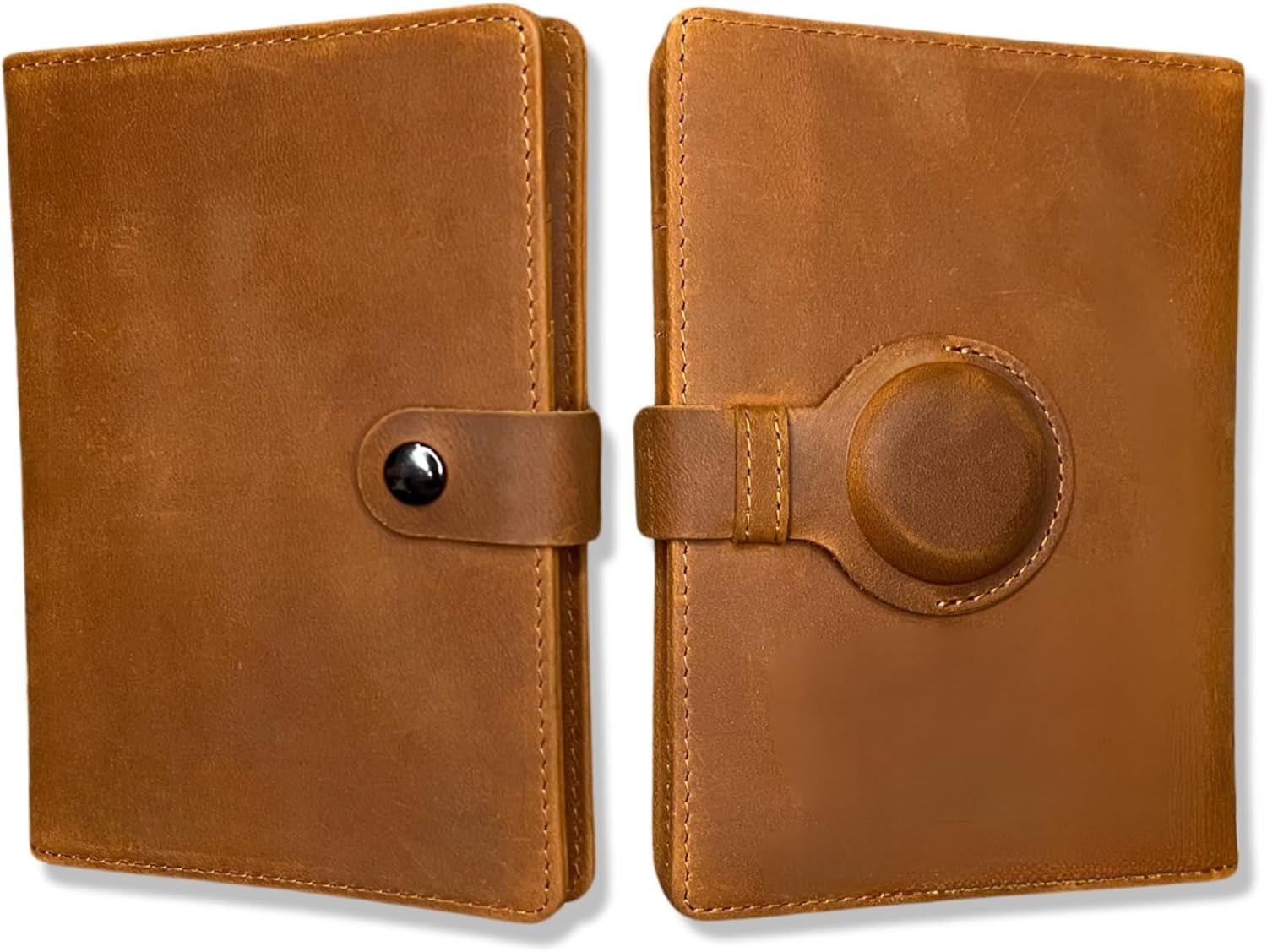Genuine Leather AirTag Passport Holder with RFID Blocking for Secure Travel - Abbycart