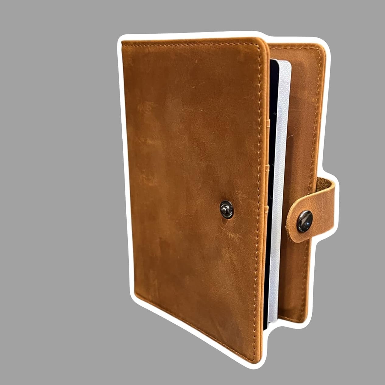 Genuine Leather AirTag Passport Holder with RFID Blocking for Secure Travel - Abbycart