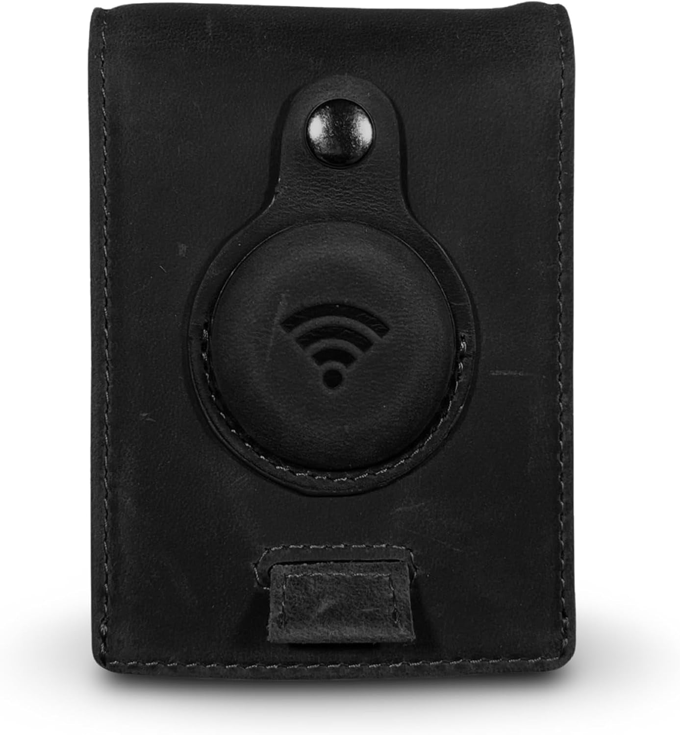 Genuine Leather AirTag Wallet - Slim RFID Blocking Bifold with Secure Card Slots