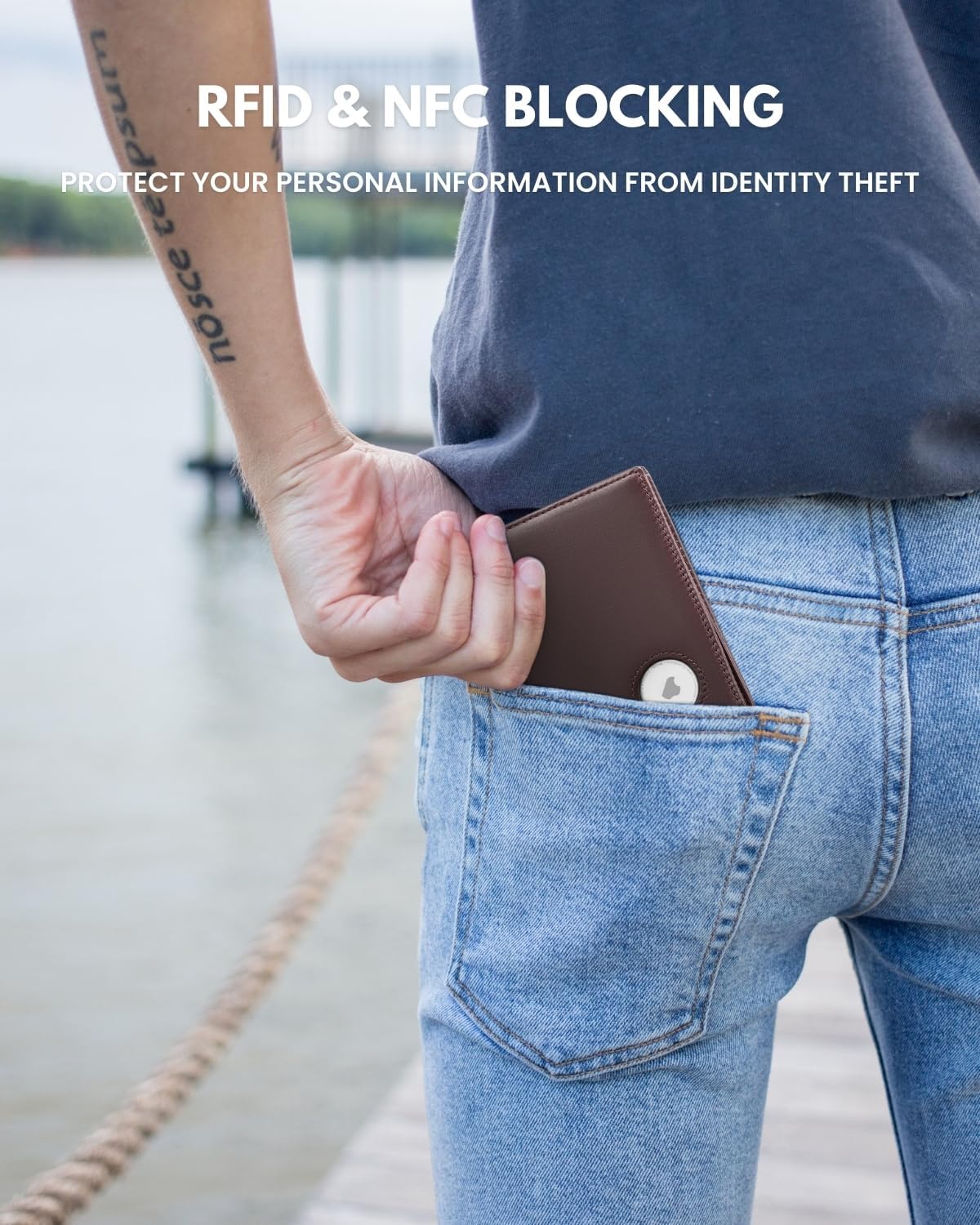 Genuine Leather AirTag Wallet – RFID Blocking Bifold for Men - Abbycart