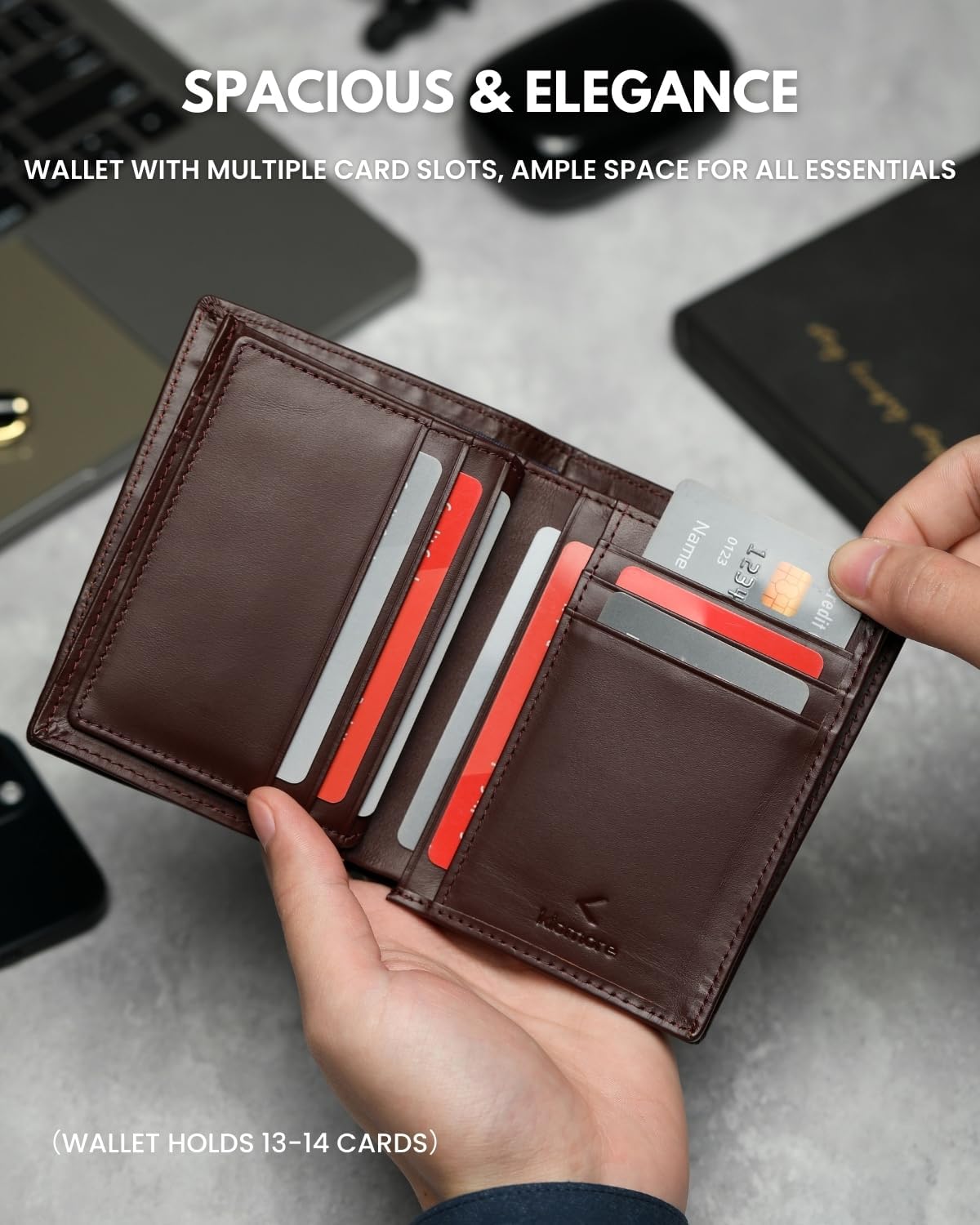 Genuine Leather AirTag Wallet – RFID Blocking Bifold for Men - Abbycart