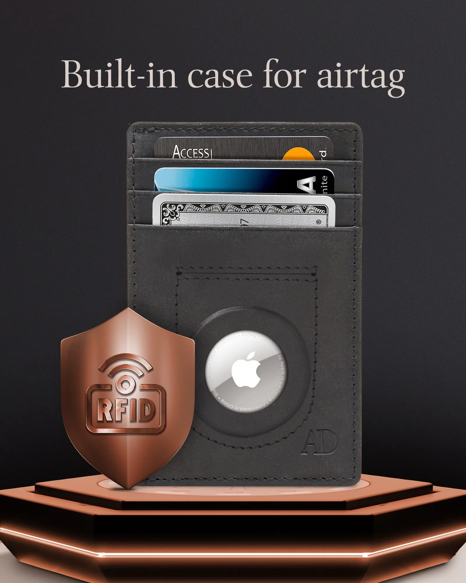 Genuine Leather AirTag Wallet with RFID Blocking for Men & Women - Abbycart