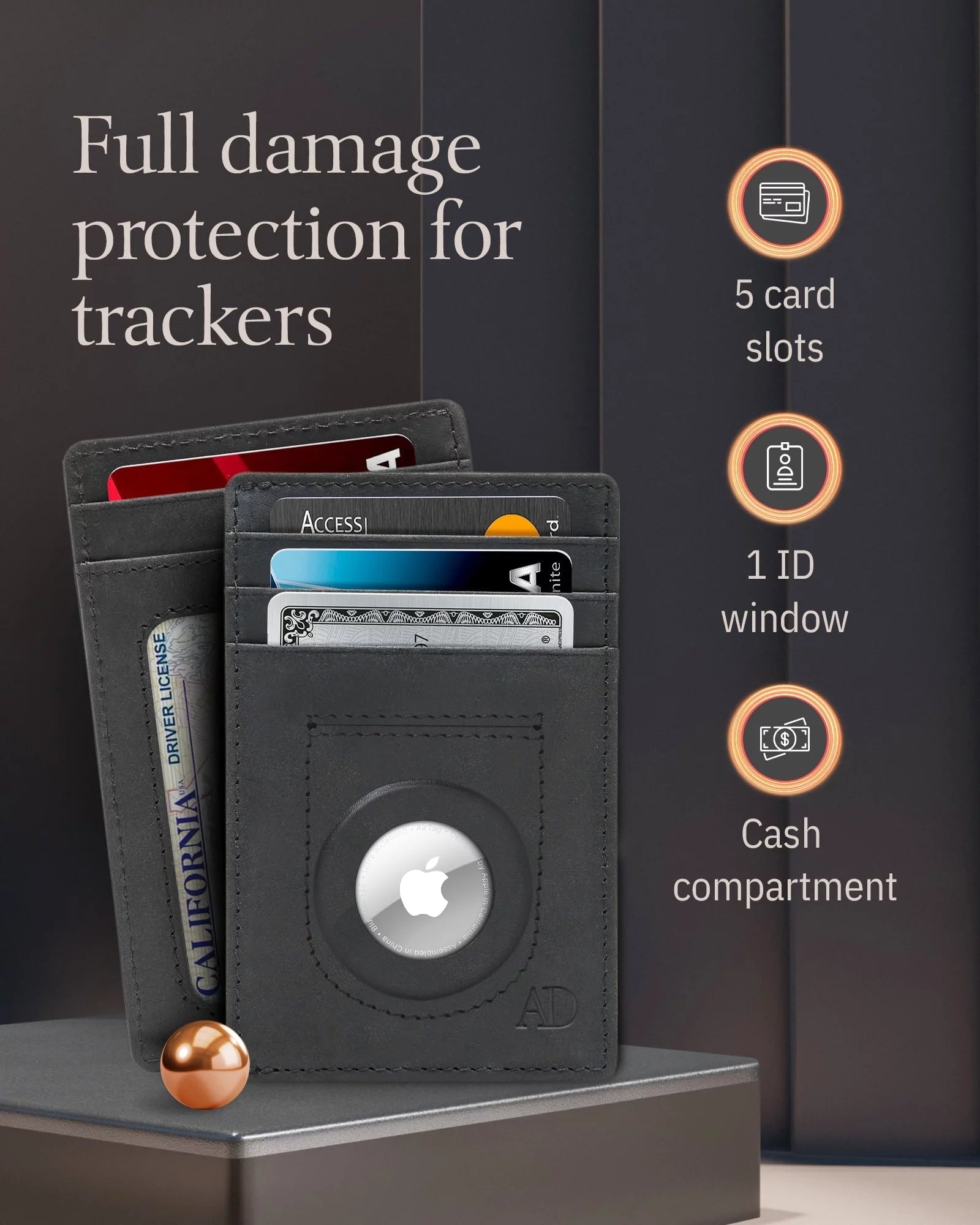 Genuine Leather AirTag Wallet with RFID Blocking for Men & Women - Abbycart