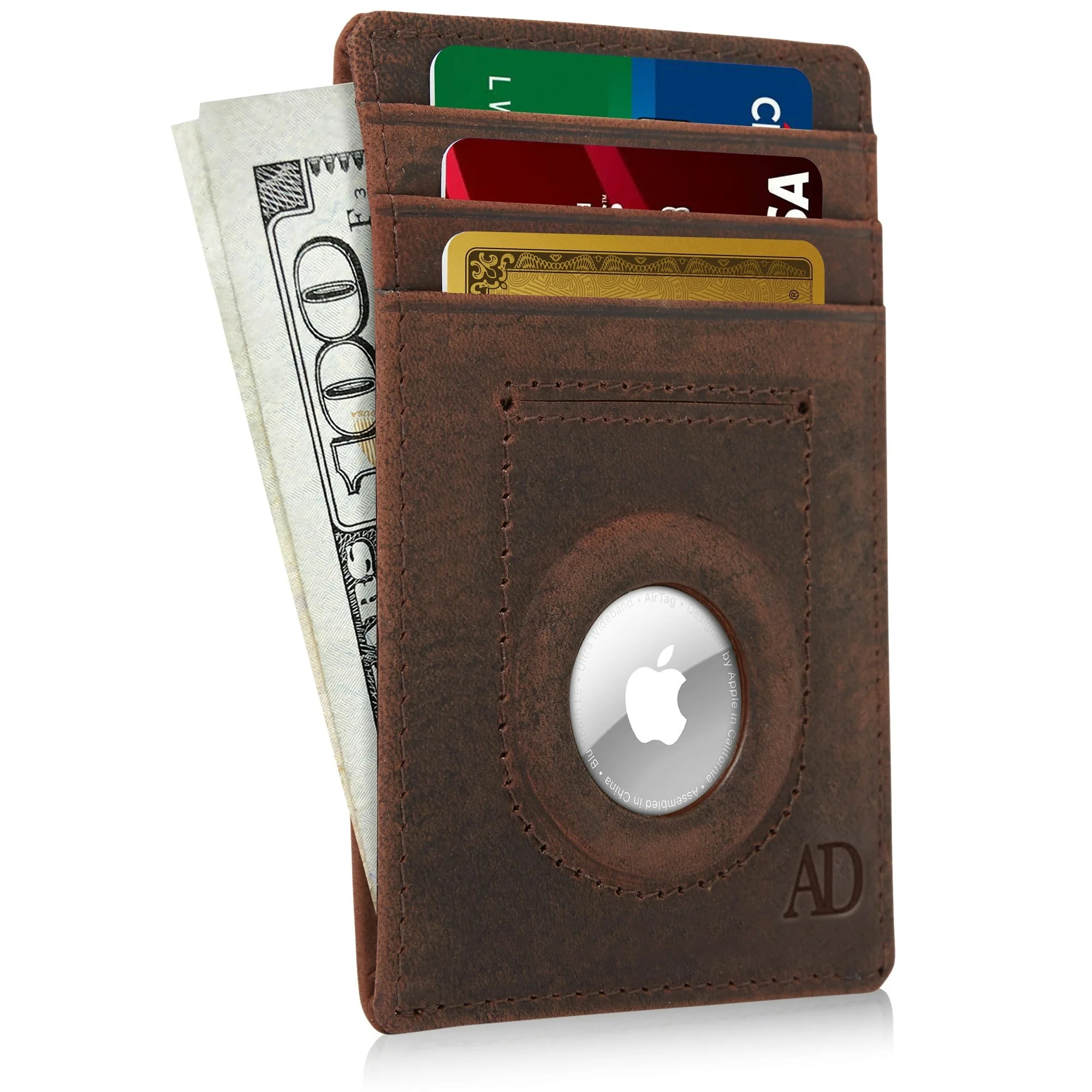 Genuine Leather AirTag Wallet with RFID Blocking for Men & Women - Abbycart