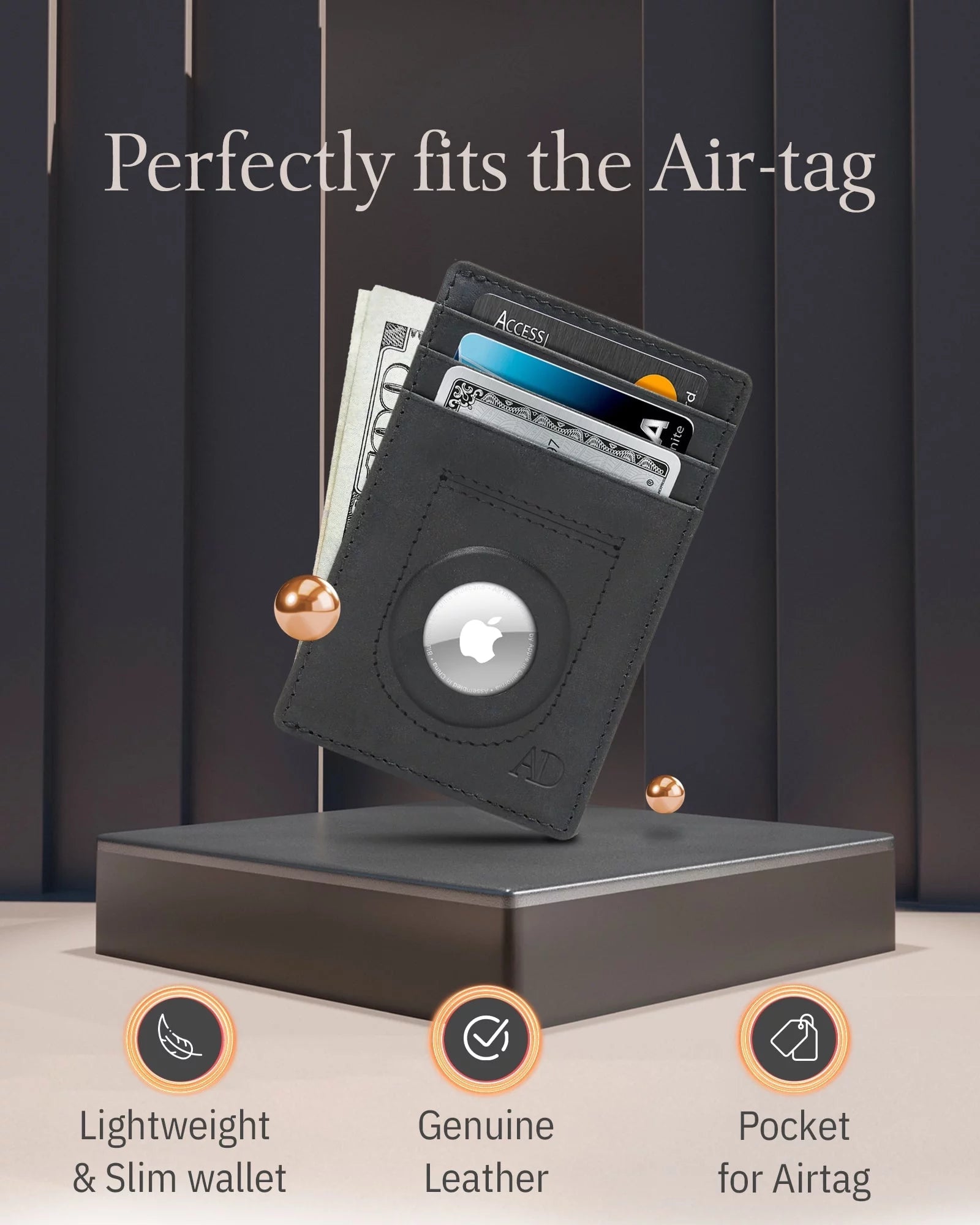 Genuine Leather AirTag Wallet with RFID Blocking for Men & Women - Abbycart