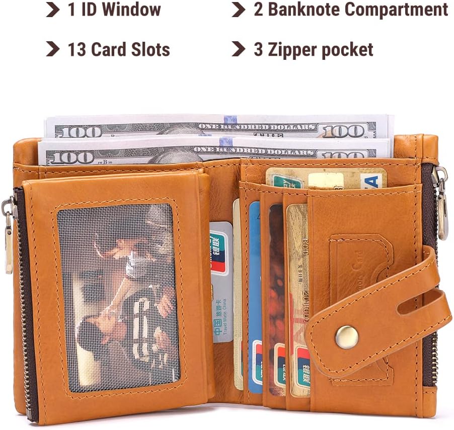 Genuine Leather Chain Wallet for Men RFID Blocking Biker Wallet