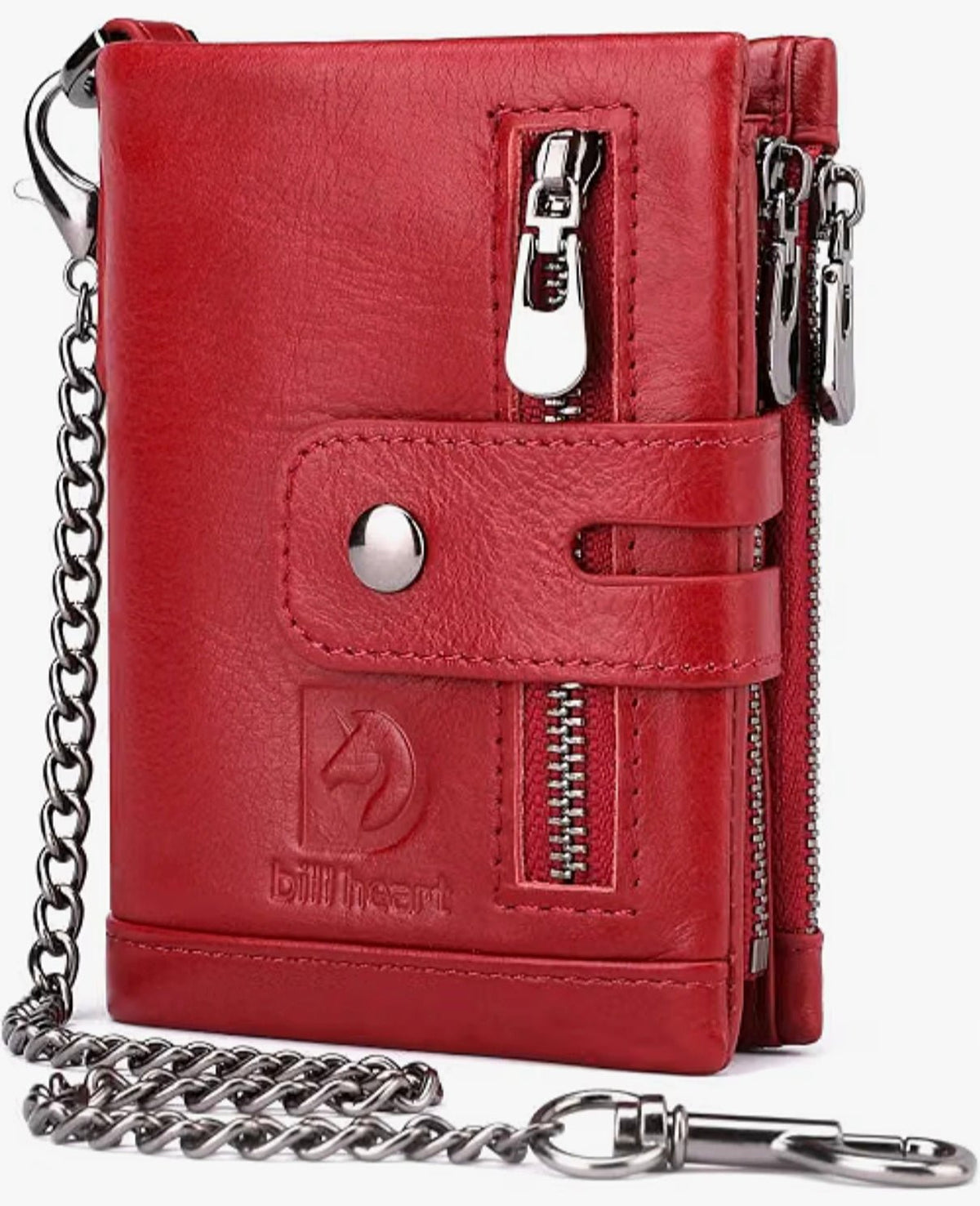 Genuine Leather Chain Wallet for Men RFID Blocking Biker Wallet