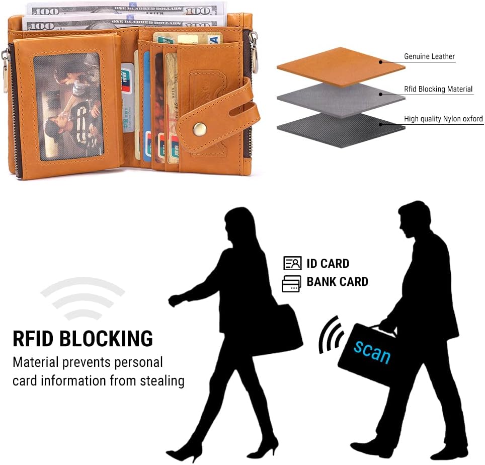 Genuine Leather Chain Wallet for Men RFID Blocking Biker Wallet