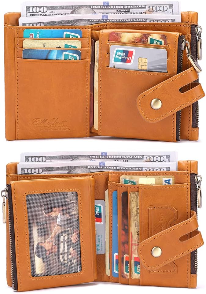 Genuine Leather Chain Wallet for Men RFID Blocking Biker Wallet