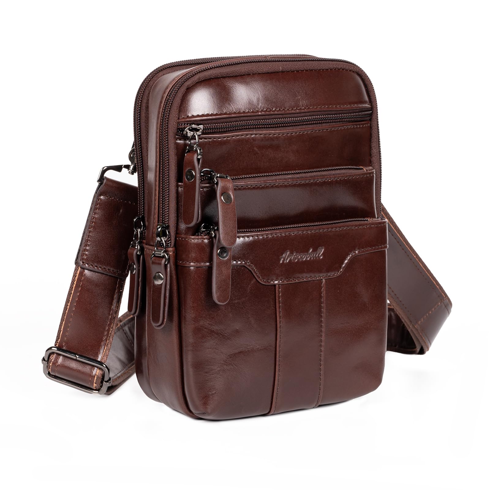 Leather Messenger Bag for Men, Small Leather Sling Shoulder Bag Messenger Pack for Men, Man Purse