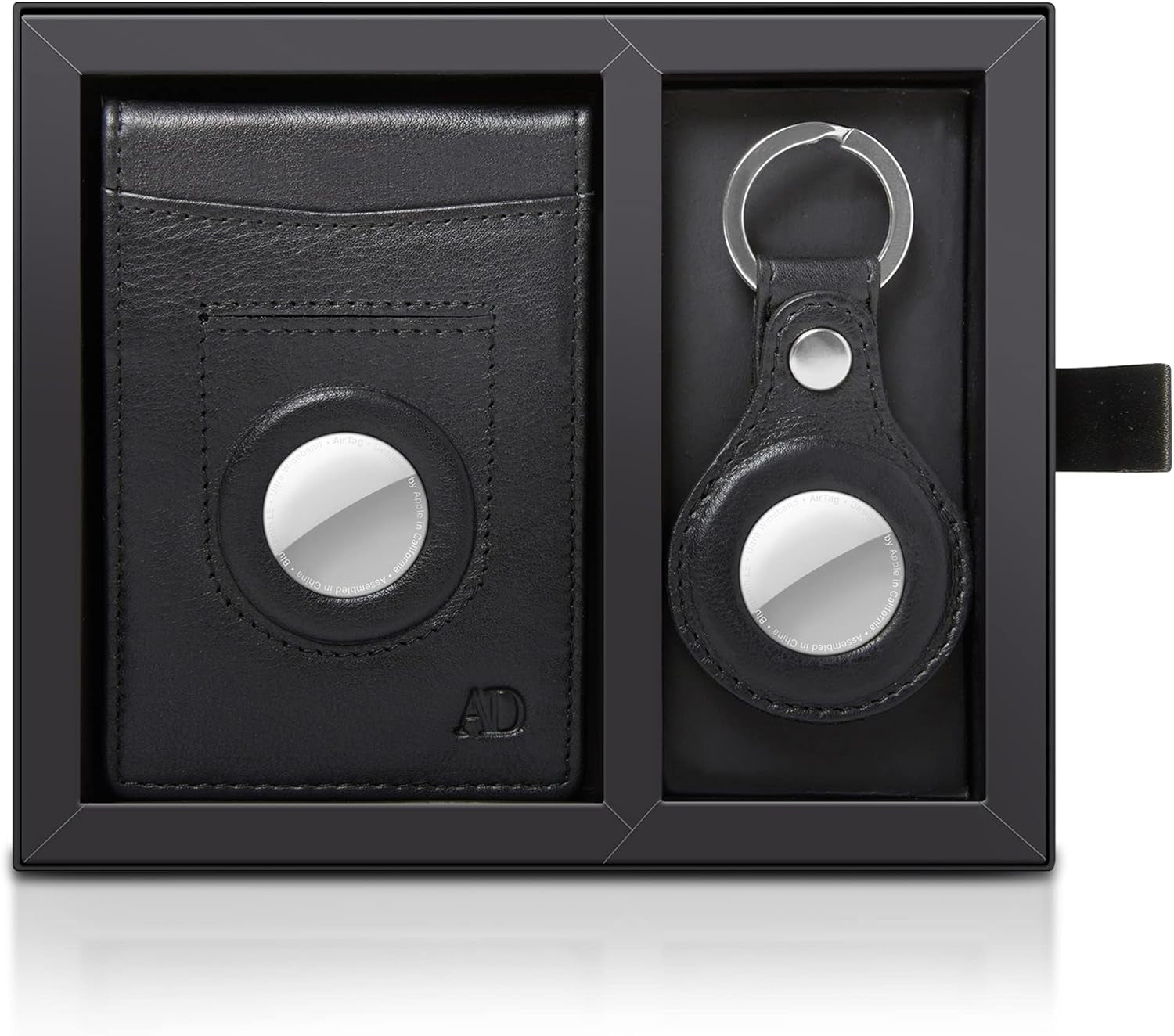 Genuine Leather Money Clip Wallet with AirTag Holder – Slim RFID Blocking Bifold Wallet Gift Set for Men - Abbycart