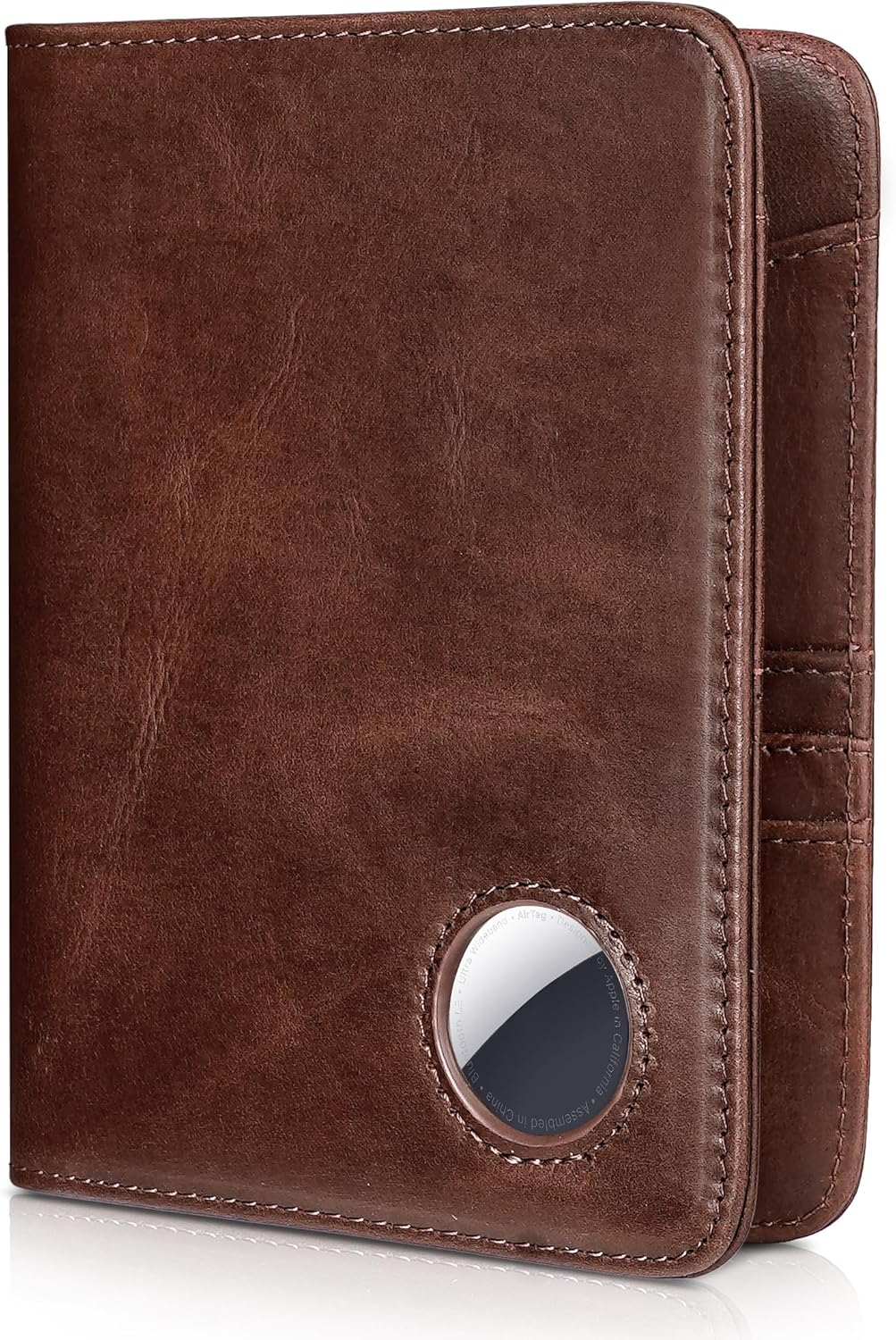 Genuine Leather Passport Holder with AirTag Slot & RFID Blocking Wallet - Abbycart
