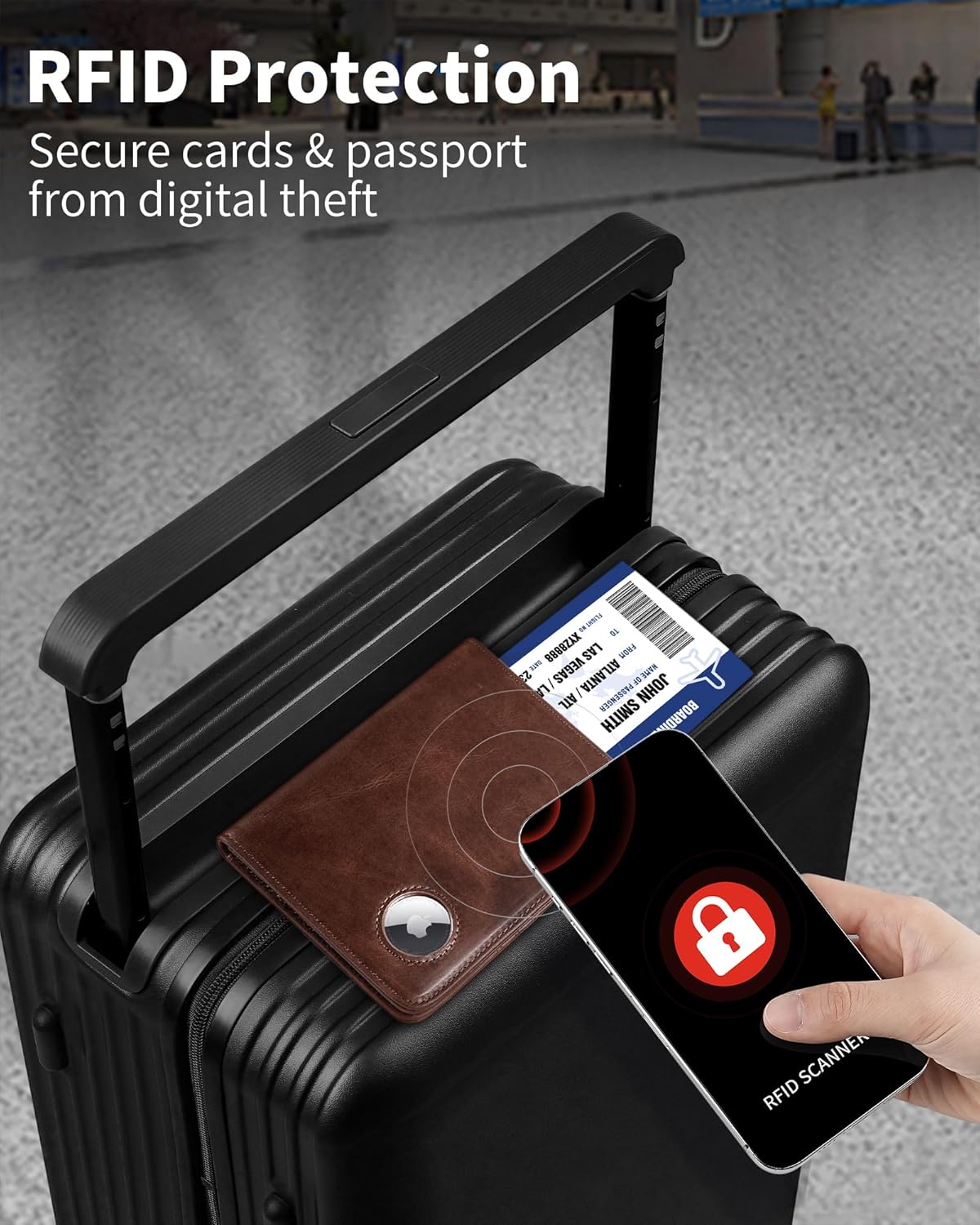 Genuine Leather Passport Holder with AirTag Slot & RFID Blocking Wallet - Abbycart