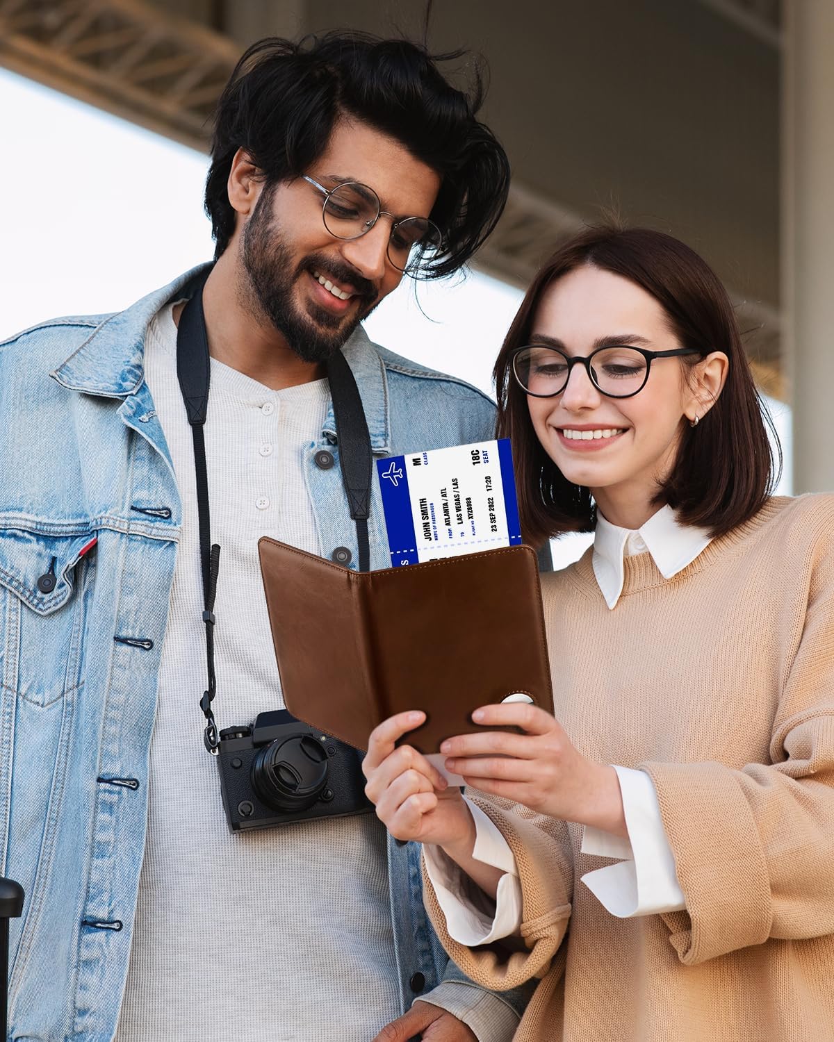 Genuine Leather Passport Holder with AirTag Slot & RFID Blocking Wallet - Abbycart