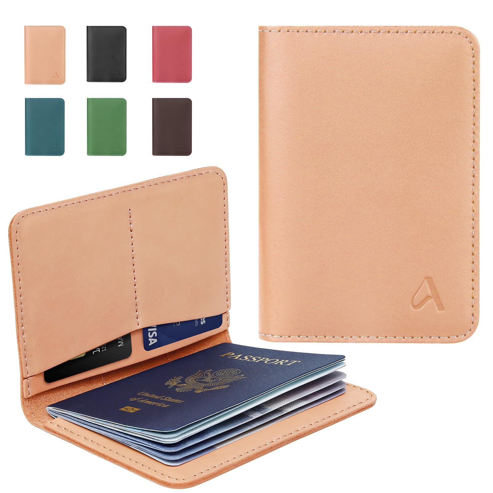 Genuine Leather Passport Holder with AirTag Slot – Travel Wallet & Airport Essentials - Abbycart