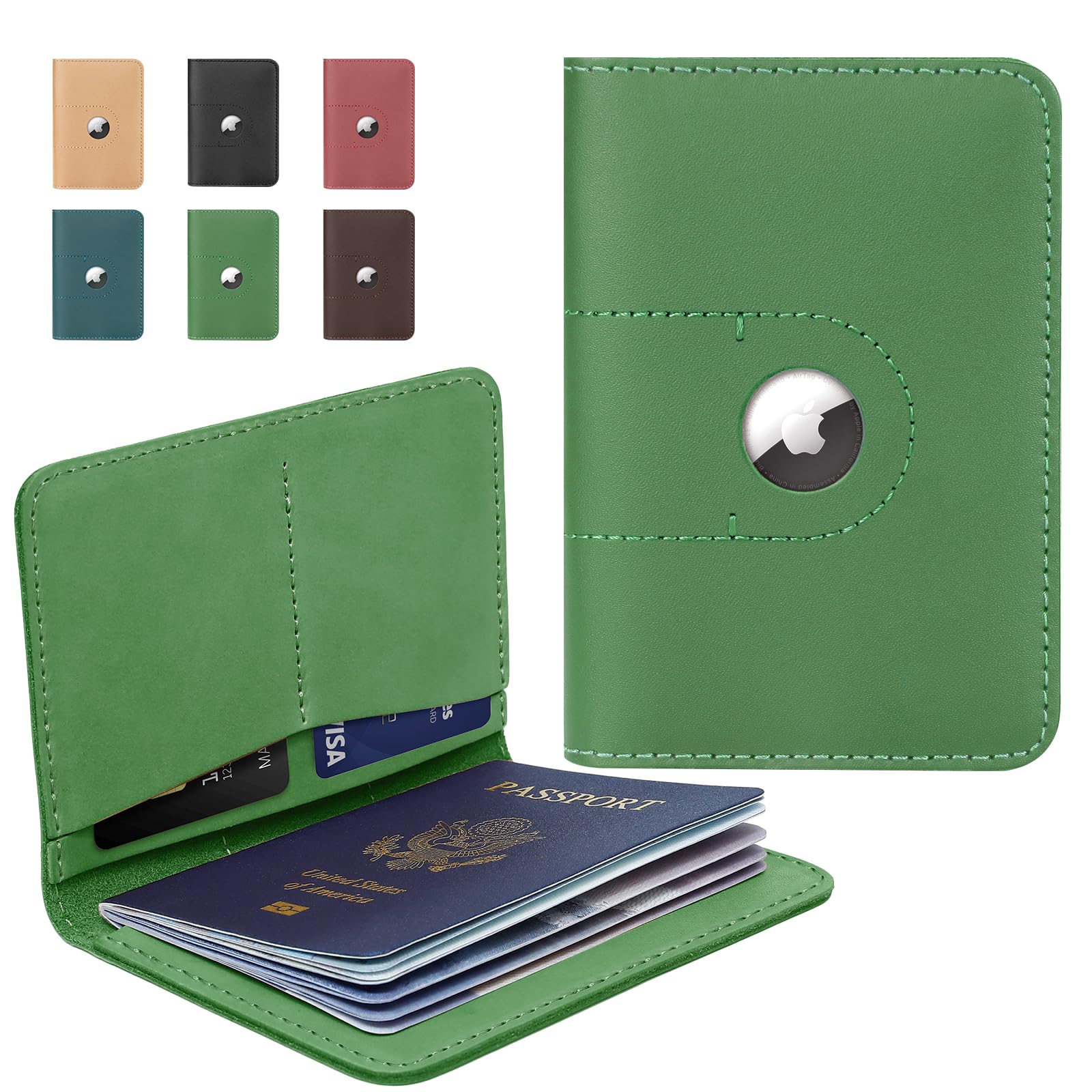 Genuine Leather Passport Holder with AirTag Slot – Travel Wallet & Airport Essentials - Abbycart