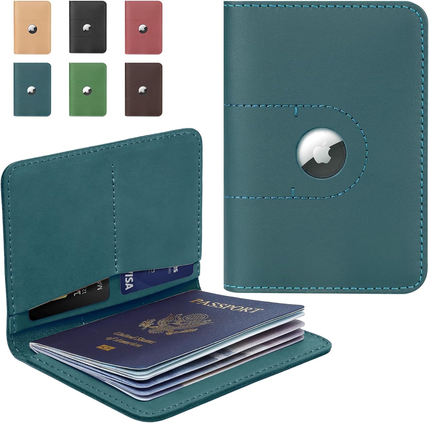 Genuine Leather Passport Holder with AirTag Slot – Travel Wallet & Airport Essentials - Abbycart