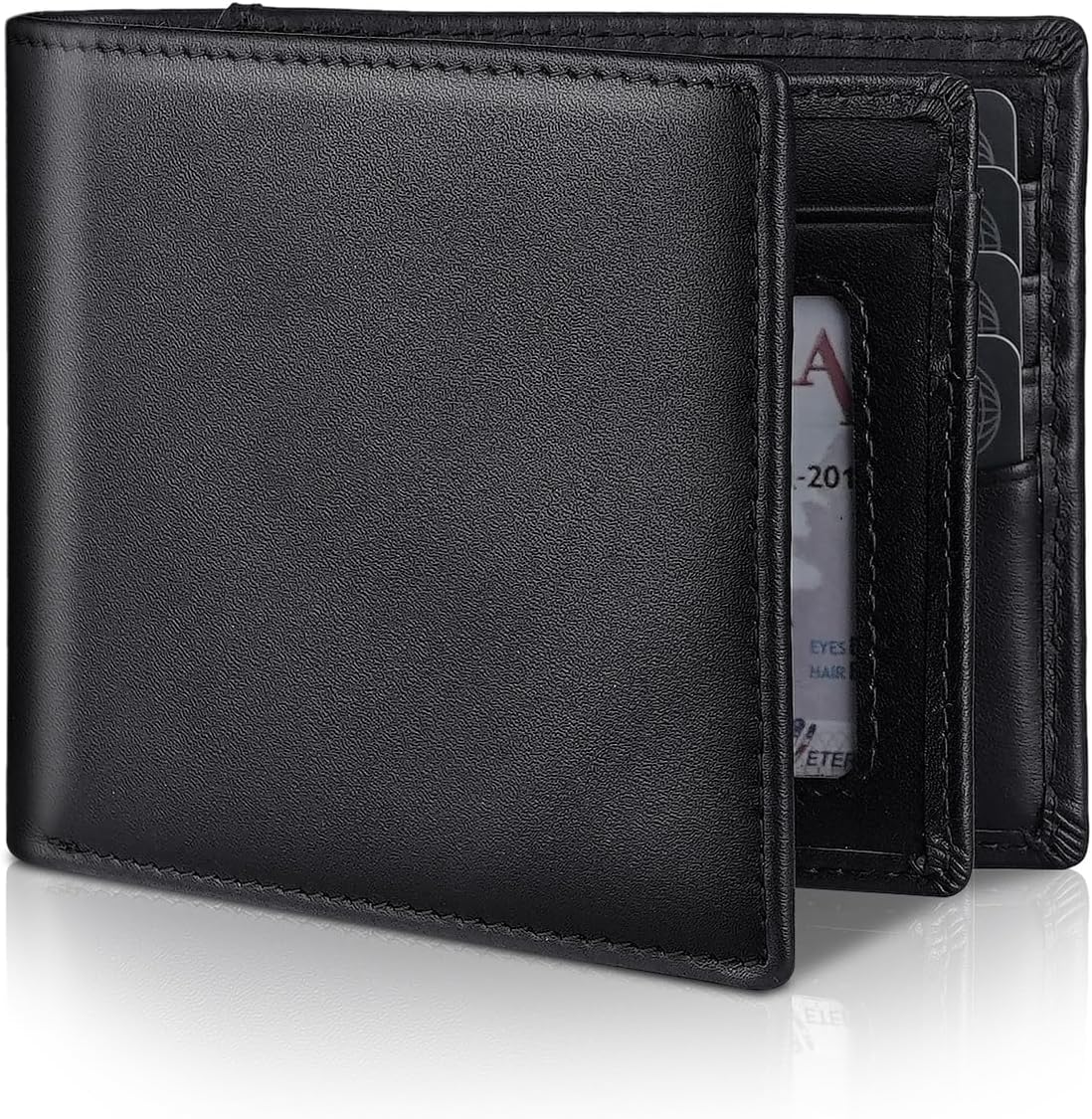Genuine Leather RFID Blocking Bifold Wallet for Men 14 Card Slots